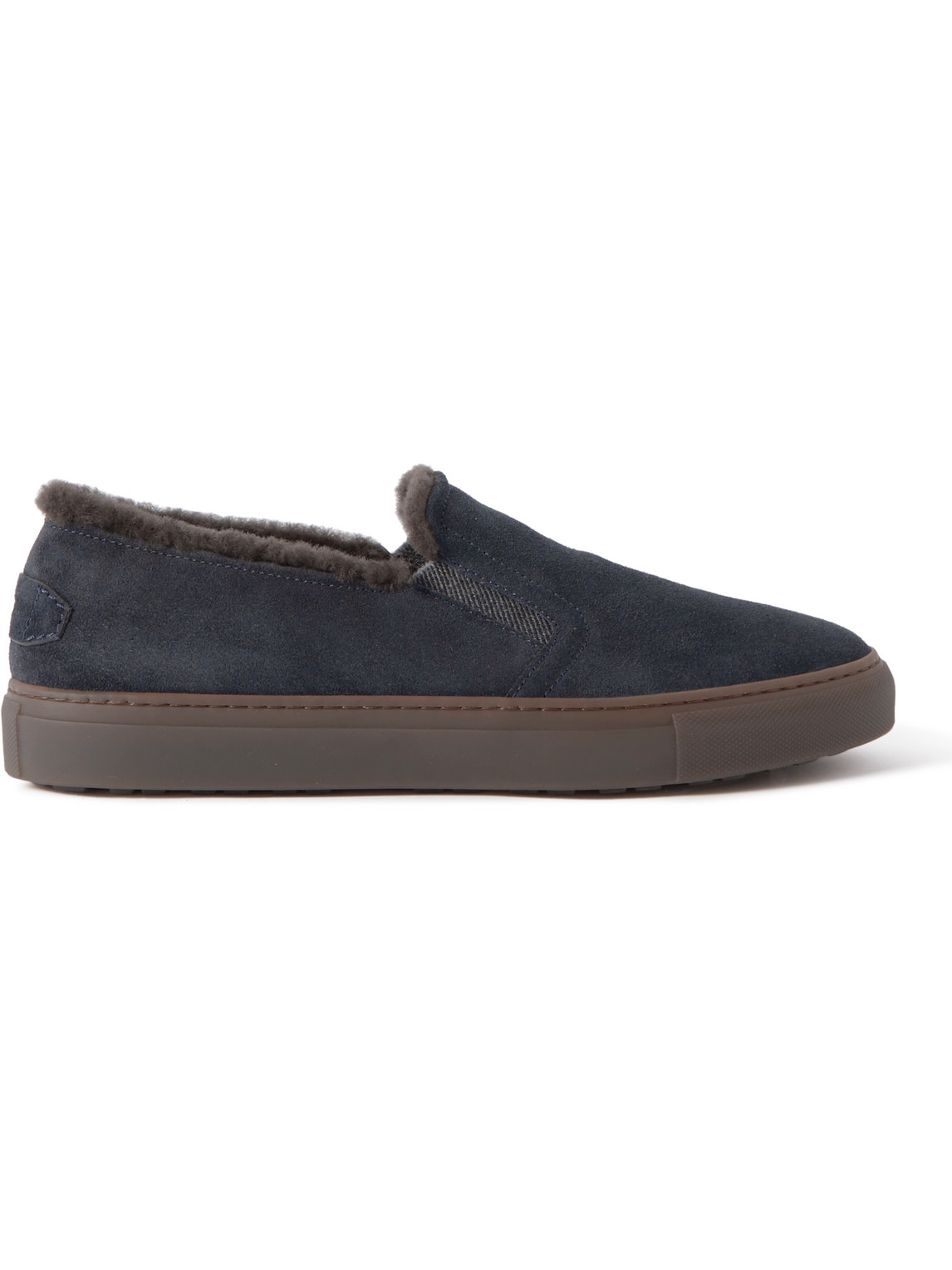 BRIONI SHEARLING-LINED SUEDE SLIP-ON SNEAKERS