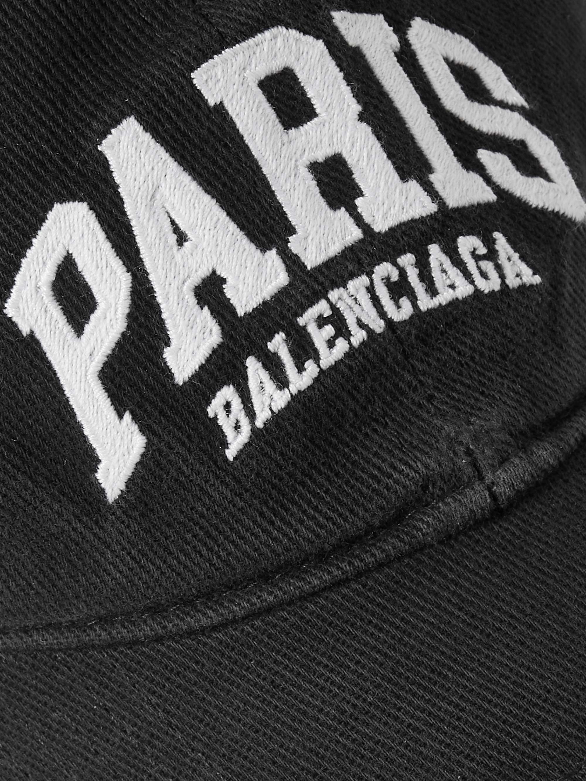 BALENCIAGA Cities Logo-Embroidered Distressed Organic Cotton-Twill Baseball Cap
