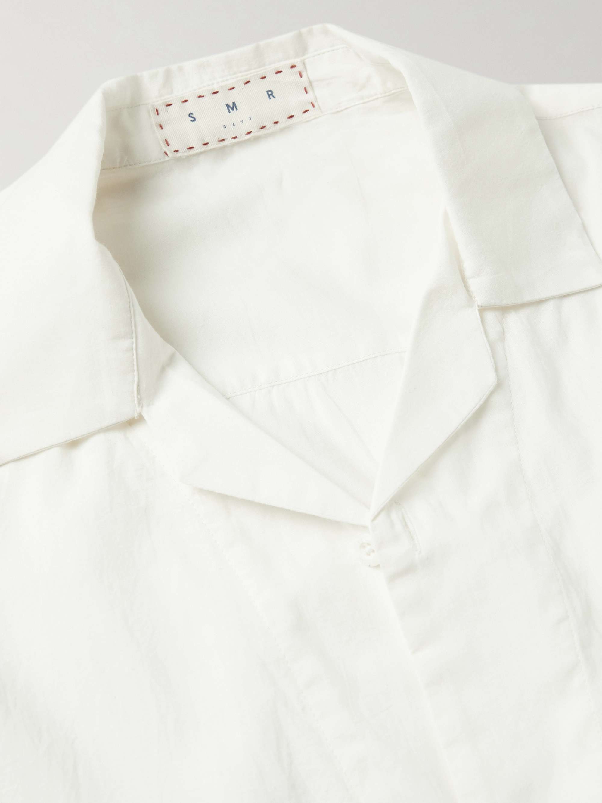 SMR DAYS Camp-Collar Embroidered Cotton-Voile Shirt