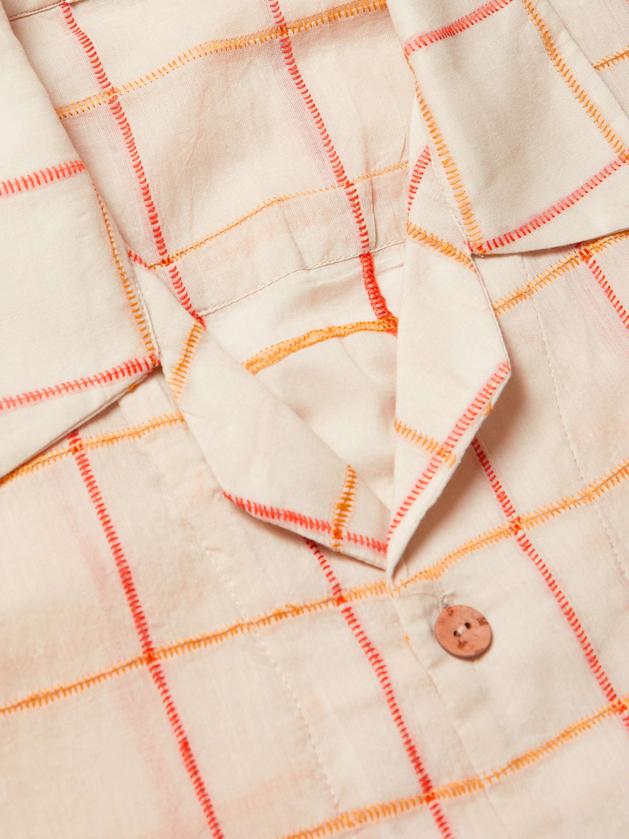SMR DAYS Bakoven Camp-Collar Embroidered Cotton-Gauze Shirt