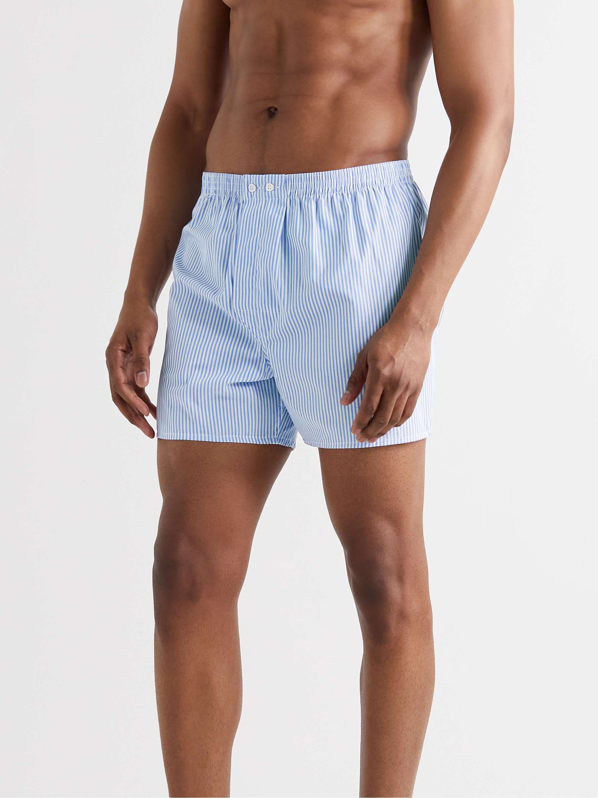 DEREK ROSE James Striped Cotton Boxer Shorts