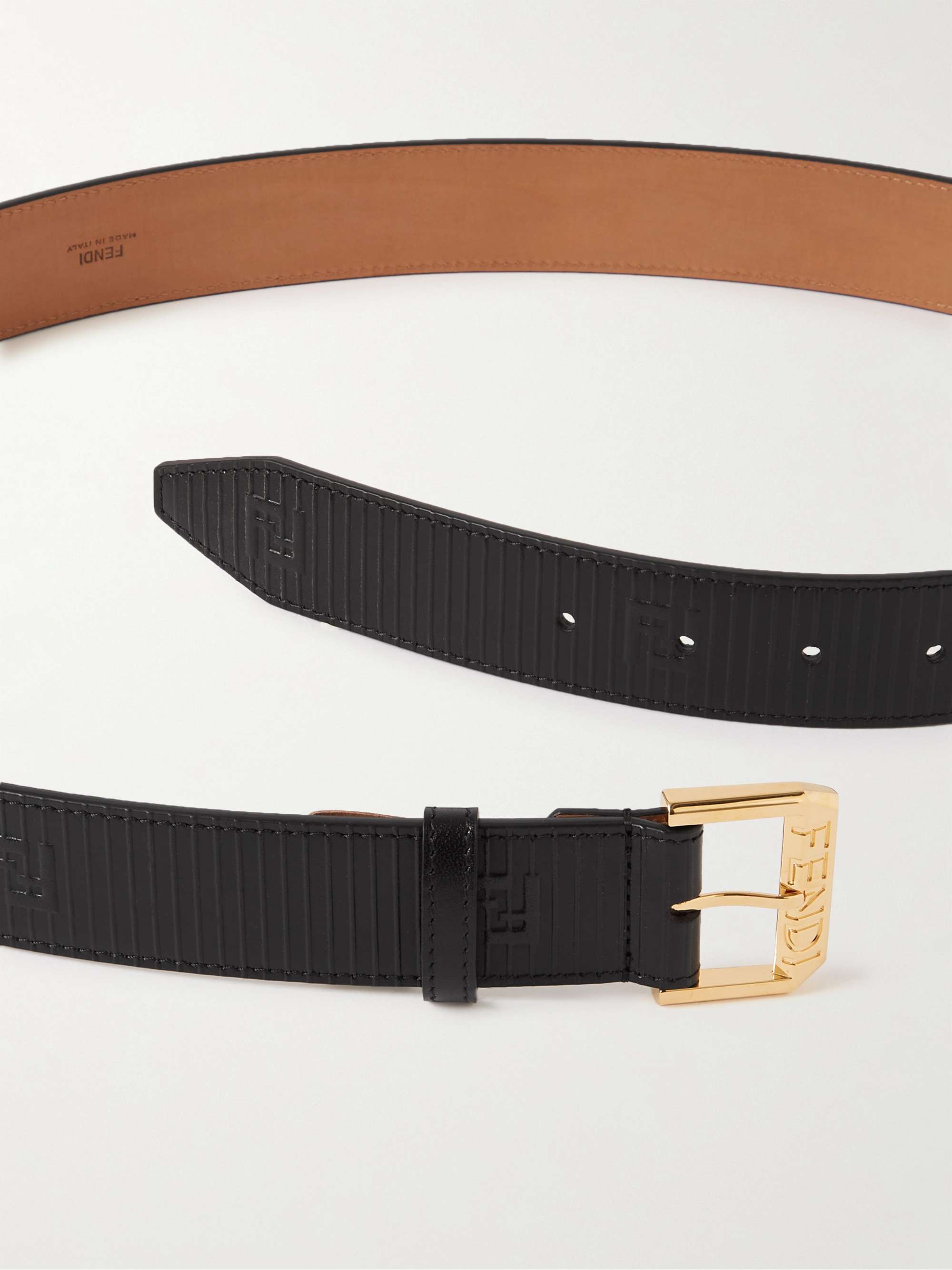 FENDI Textured-Leather Belt