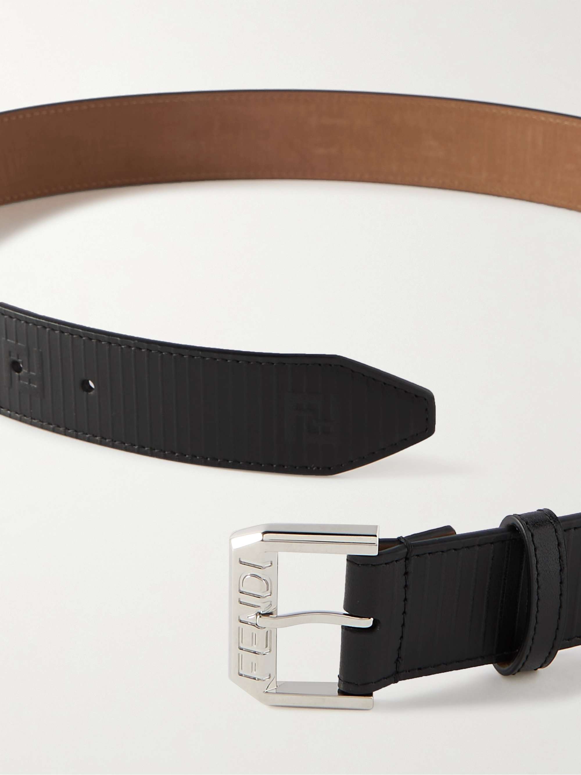FENDI Textured-Leather Belt