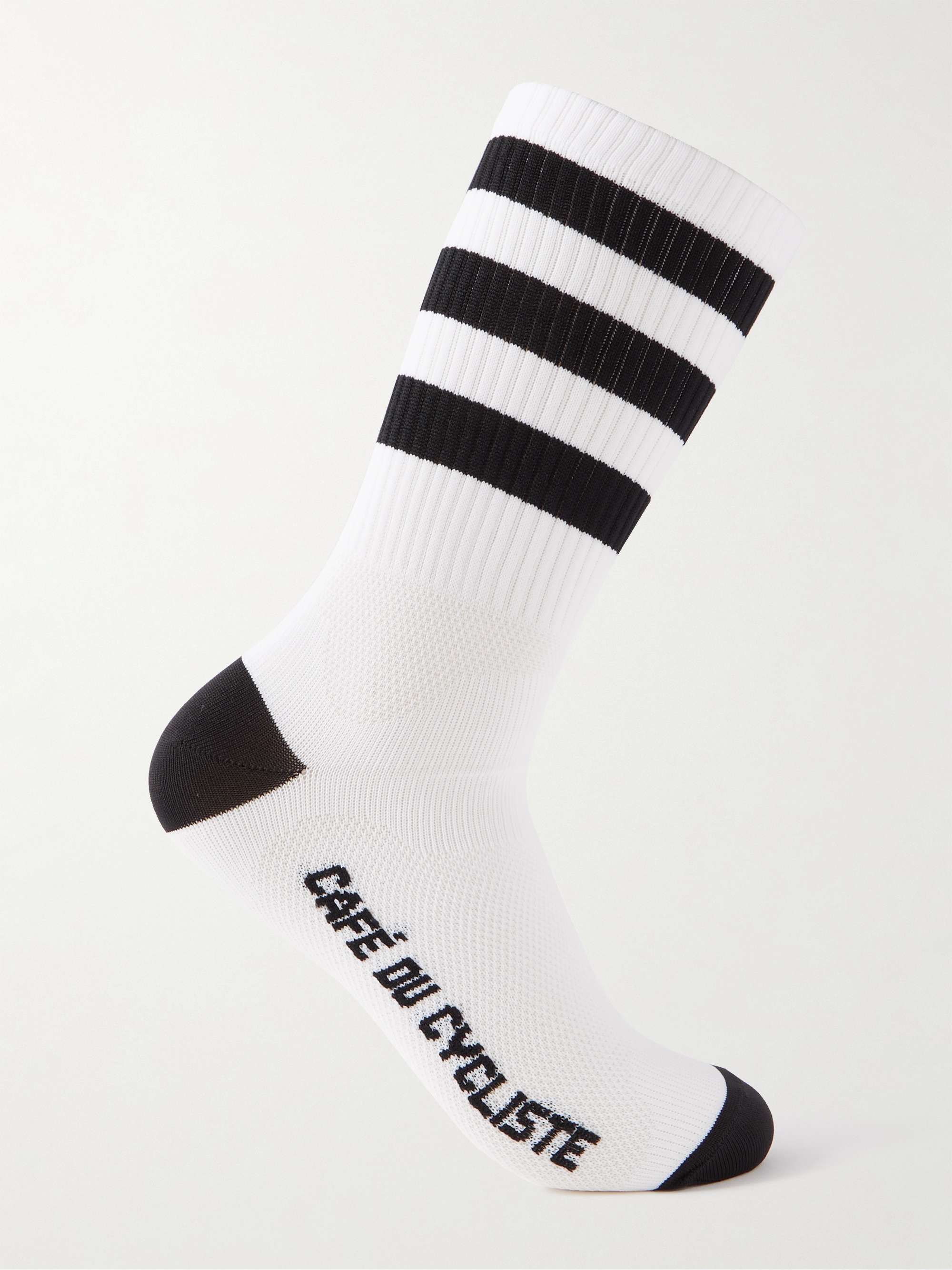 CAFE DU CYCLISTE Striped Logo-Jacquard Cycling Socks