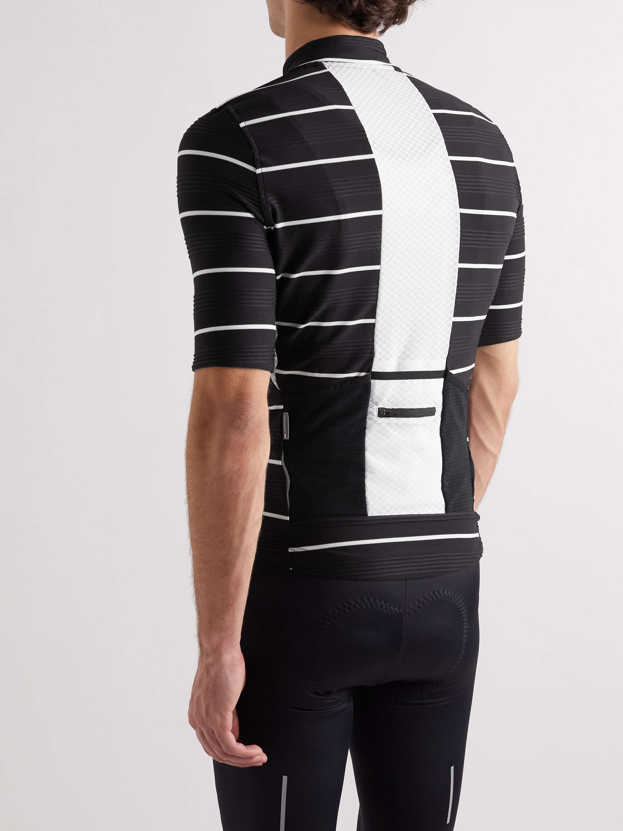 CAFE DU CYCLISTE Francine Striped Mesh-Panelled Cycling Jersey