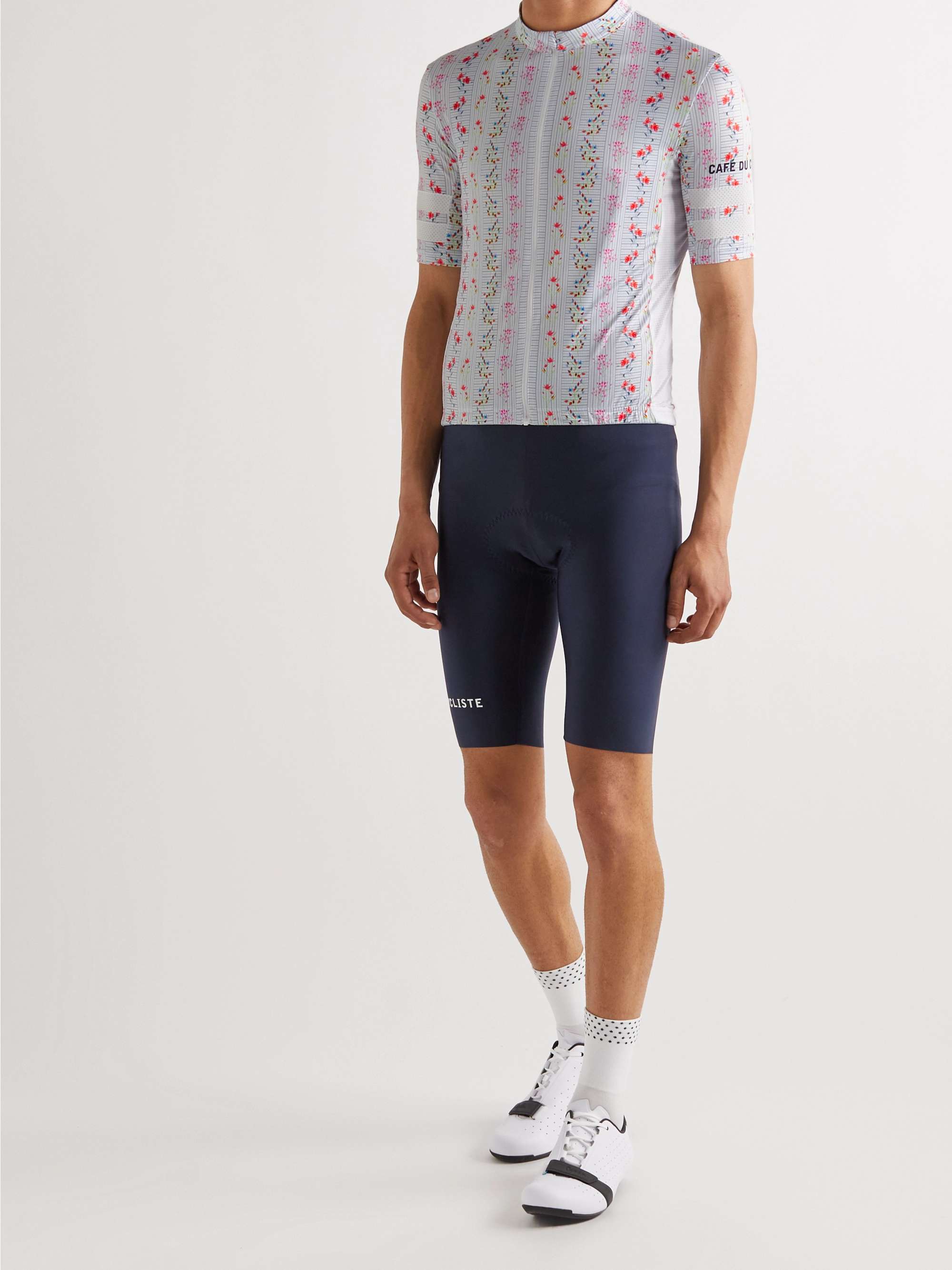 CAFE DU CYCLISTE Floriane Printed Mesh-Panelled Recycled Cycling Jersey