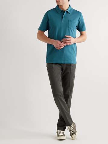 Sunspel Short Sleeve Riviera Cotton Mesh Jersey Polo M in Blue for Men Mens T-shirts Sunspel T-shirts 