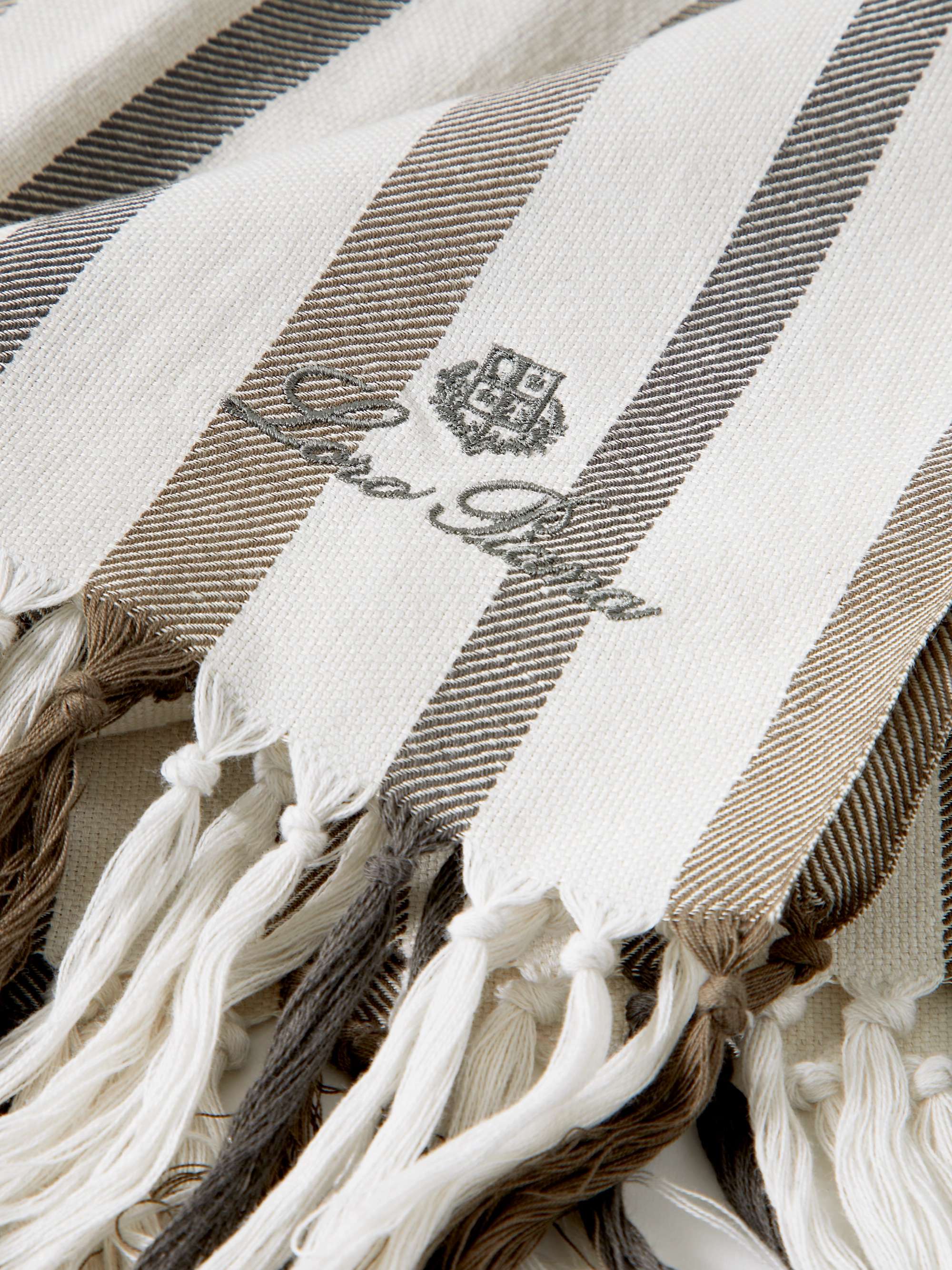 LORO PIANA Logo-Embroidered Fringed Striped Cotton and Linen-Blend Beach Towel