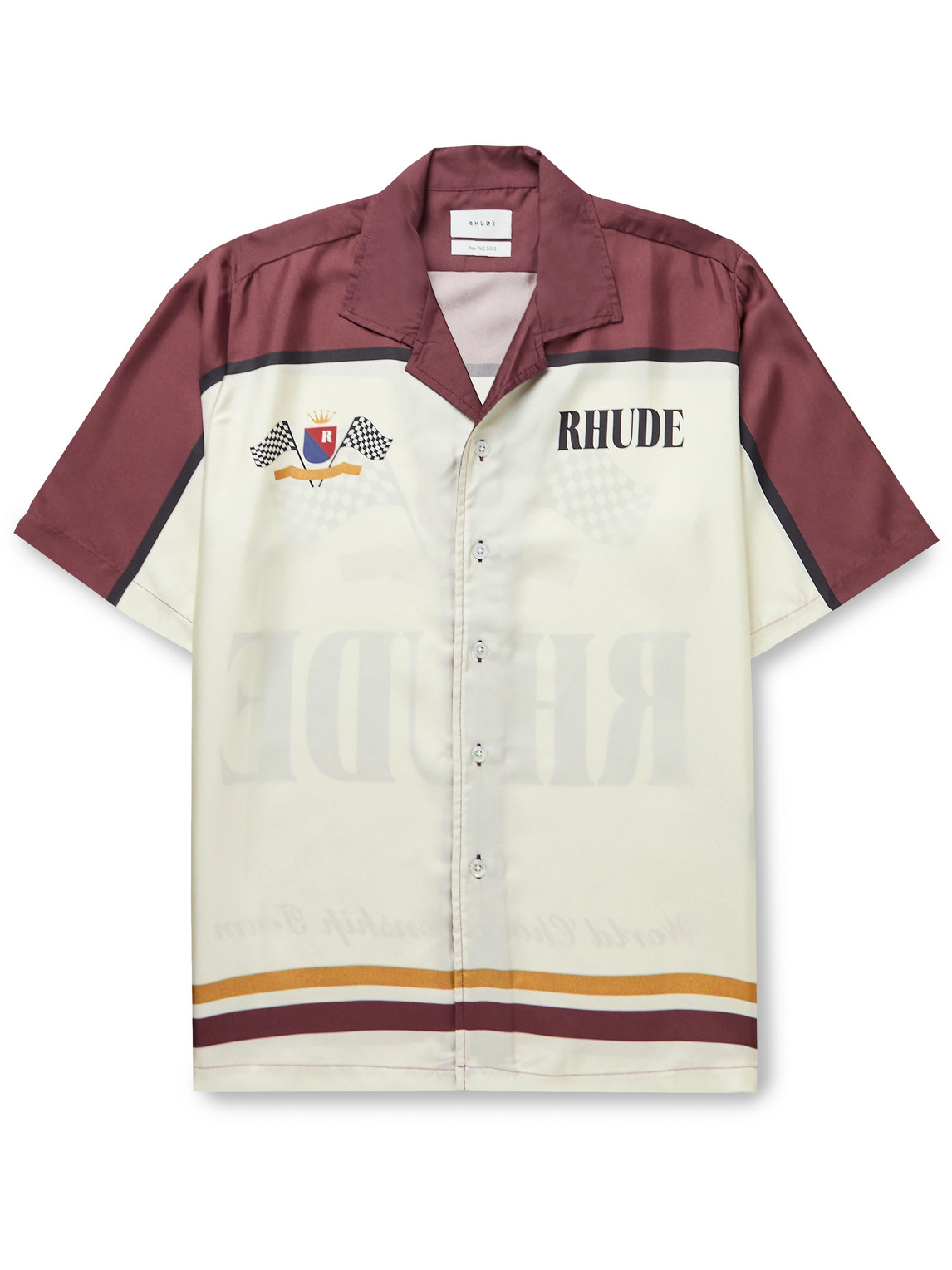 Rhude Camp-Collar Printed Silk-Twill Shirt