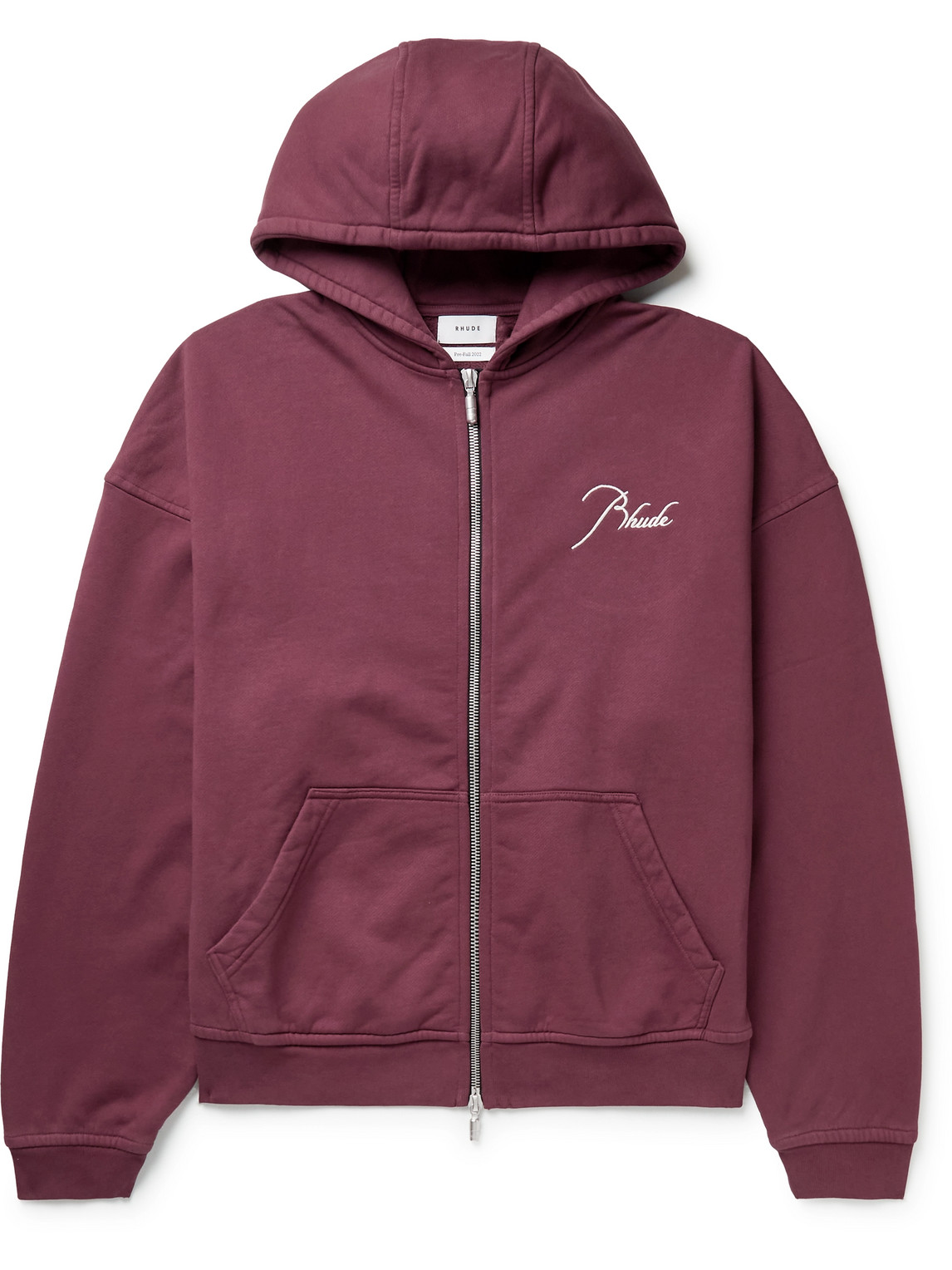 Rhude Logo-Embroidered Cotton-Jersey Zip-Up Hoodie