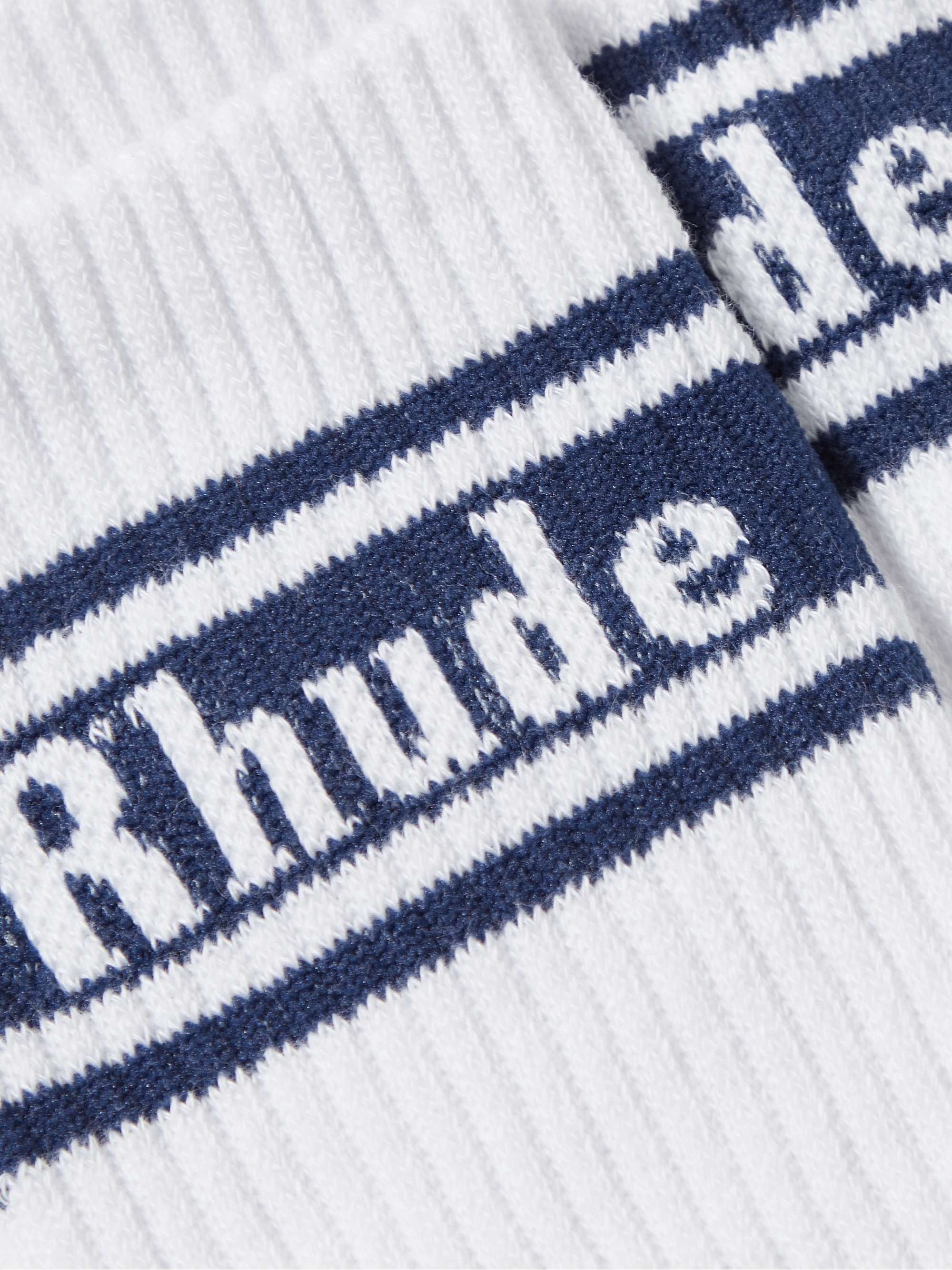 RHUDE Striped Logo-Jacquard Ribbed Stretch Cotton-Blend Socks