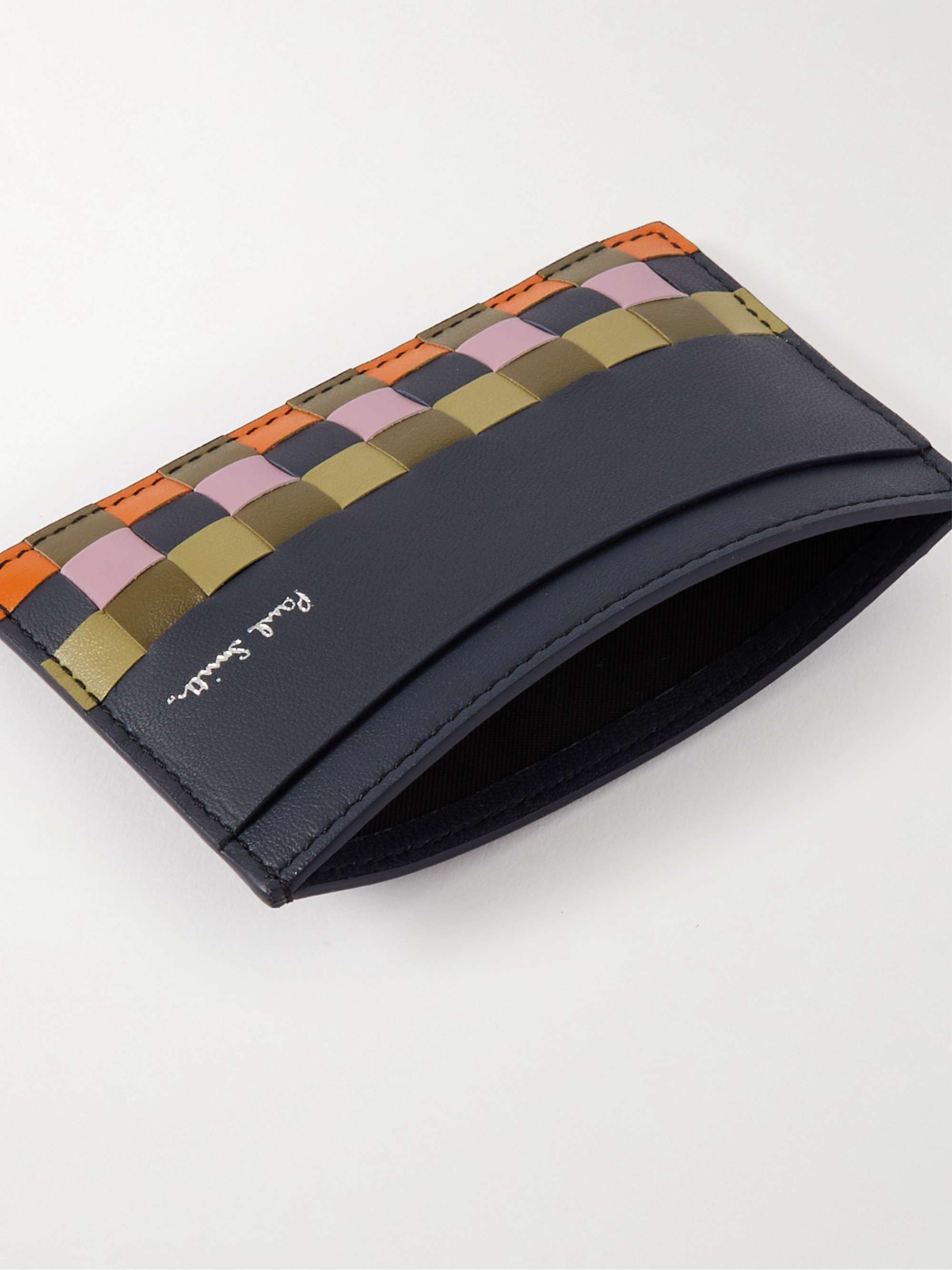 PAUL SMITH Screen Check Woven Leather Cardholder