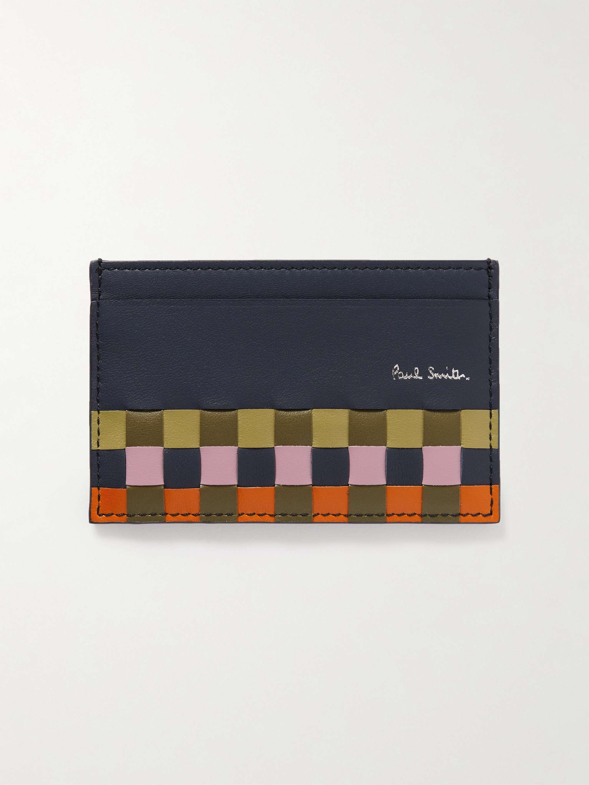 PAUL SMITH Screen Check Woven Leather Cardholder