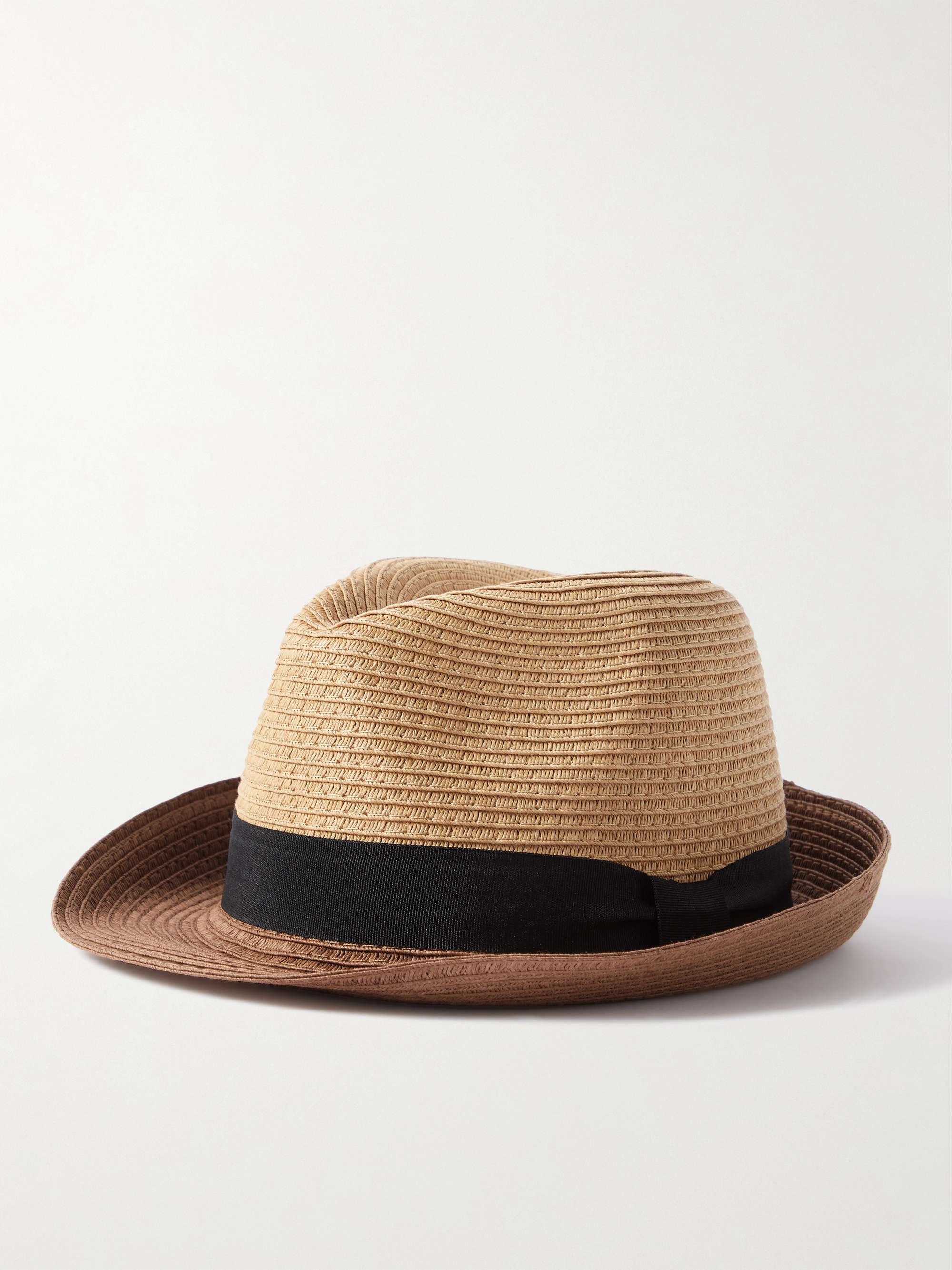 PAUL SMITH Grosgrain-Trimmed Straw Trilby Hat