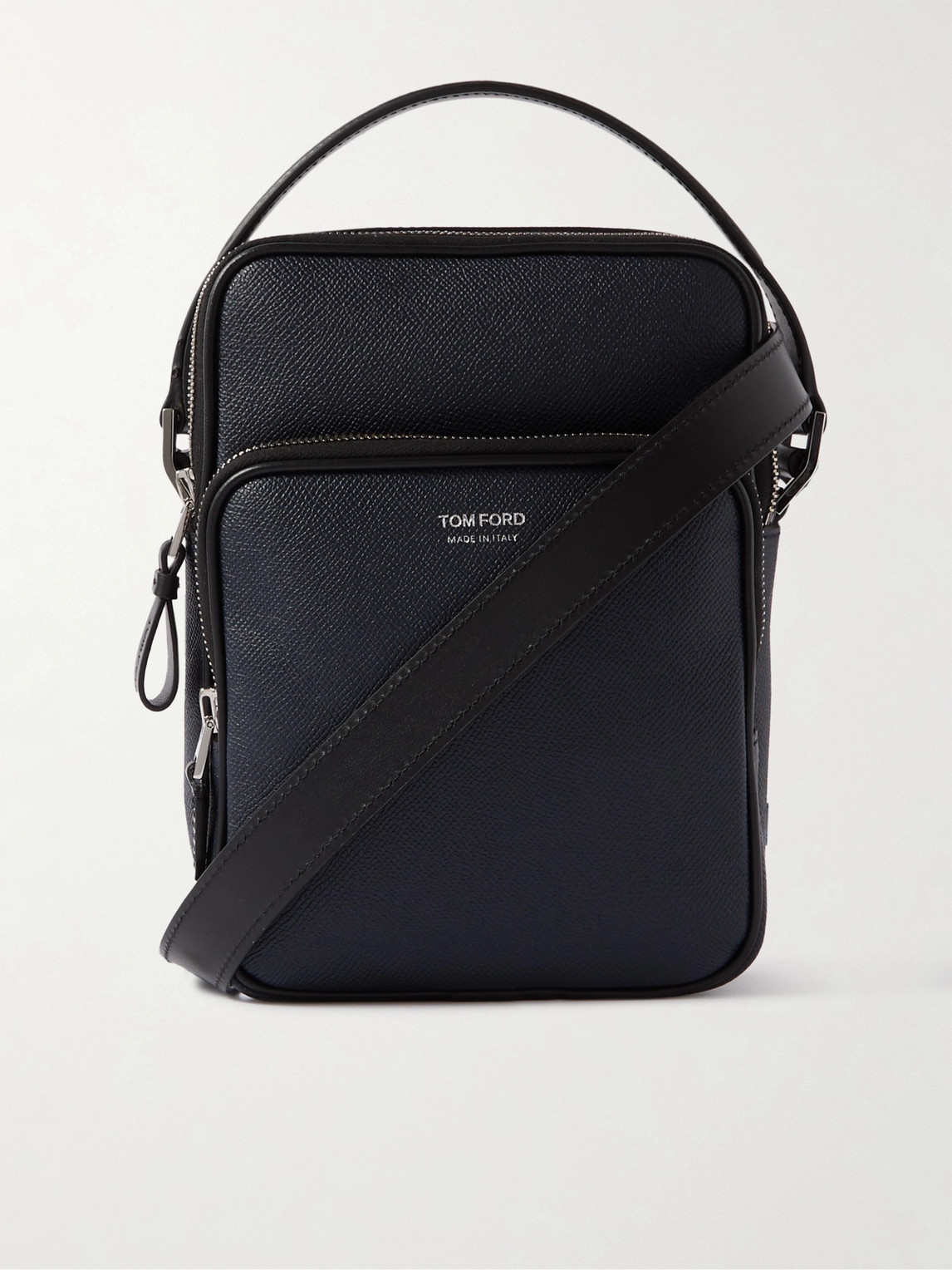Pebble-grain Leather Messenger Bag In Blue
