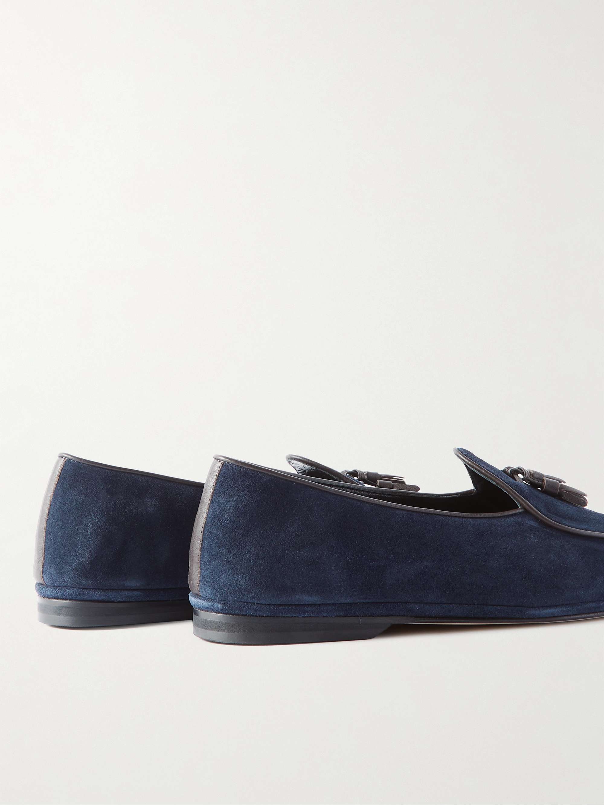 RUBINACCI Marphy Leather-Trimmed Suede Tasselled Loafers
