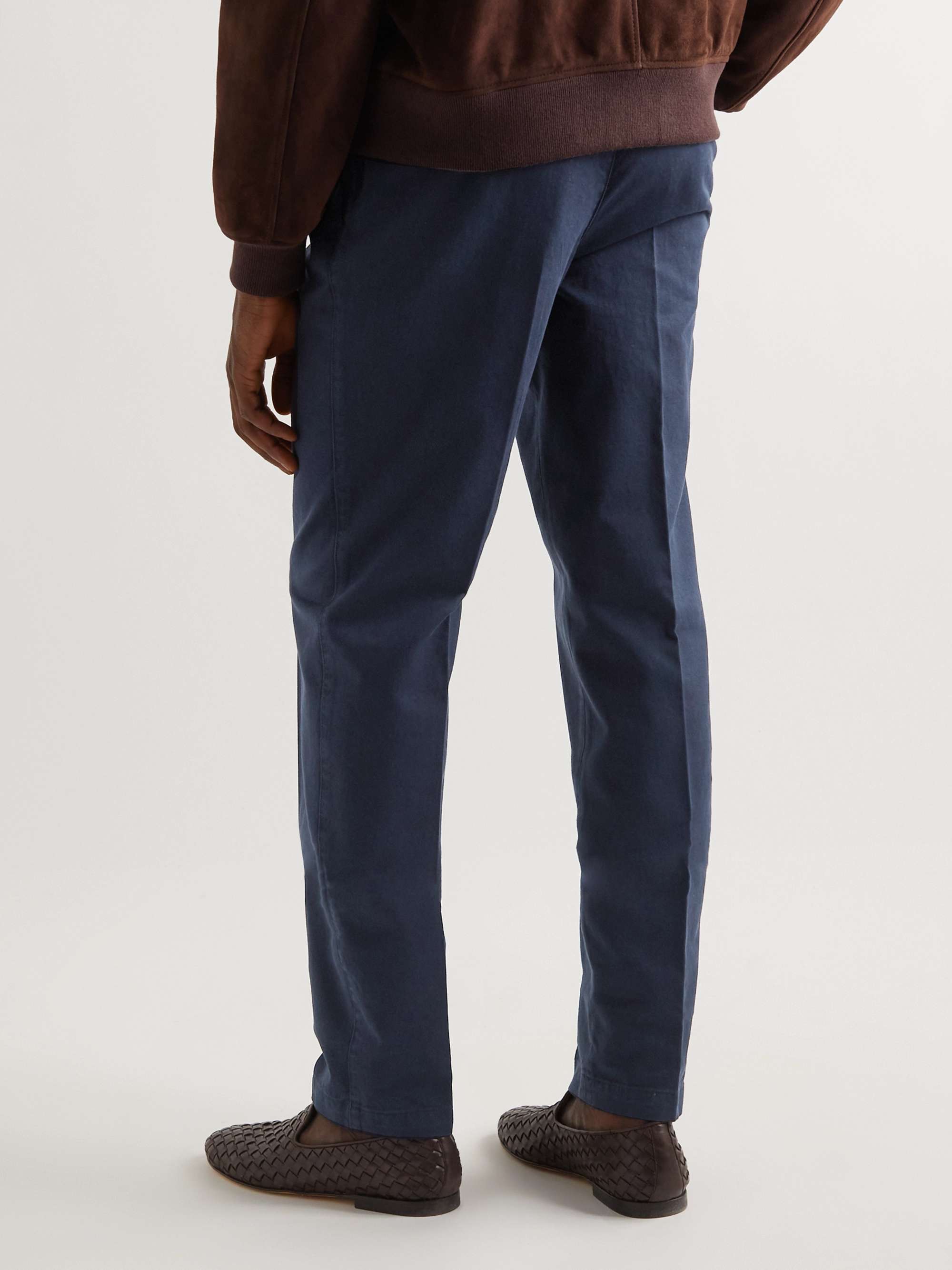 RUBINACCI Manny Slim-Fit Tapered Pleated Cotton-Twill Trousers
