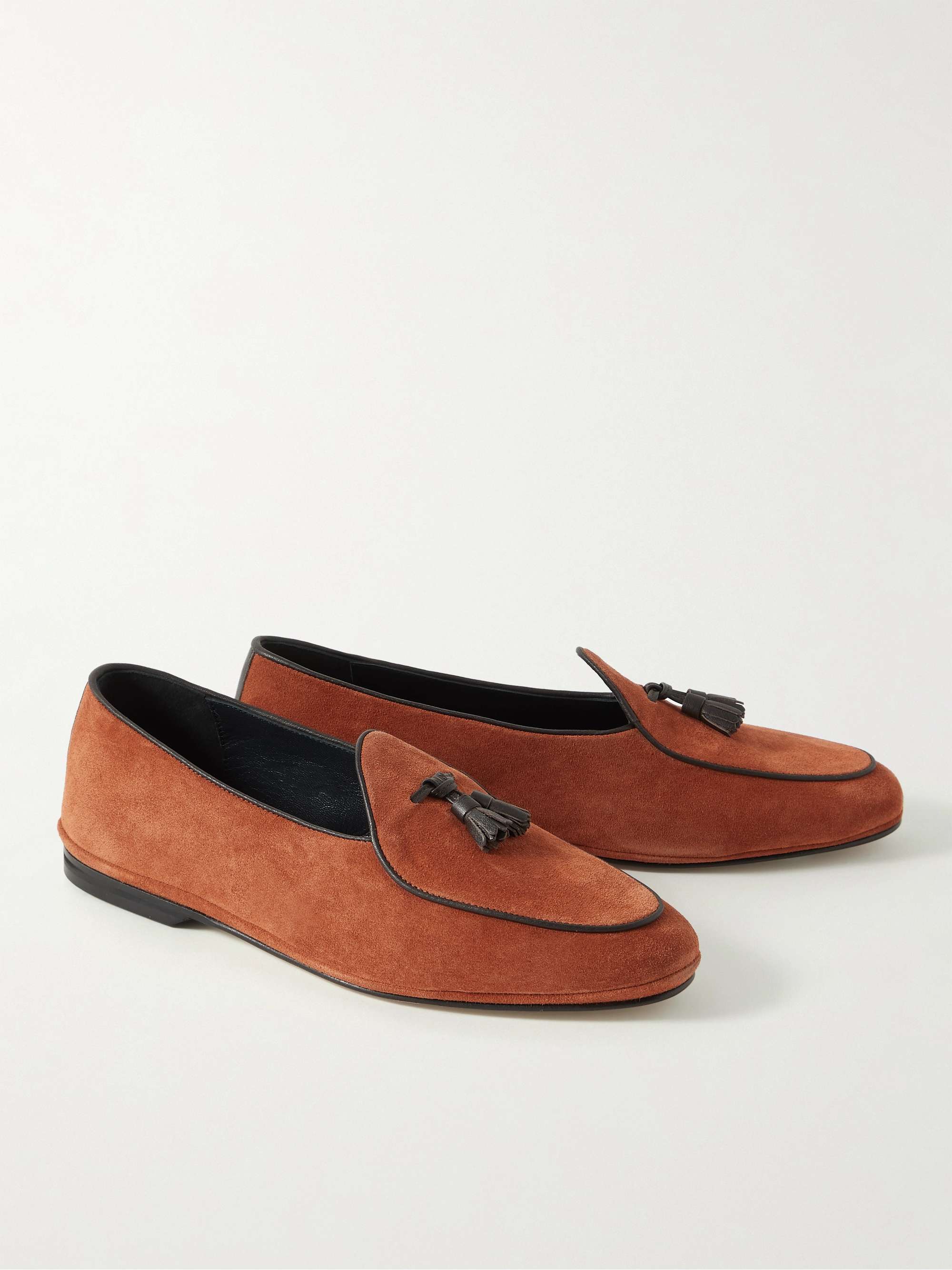RUBINACCI Marphy Leather-Trimmed Suede Tasselled Loafers