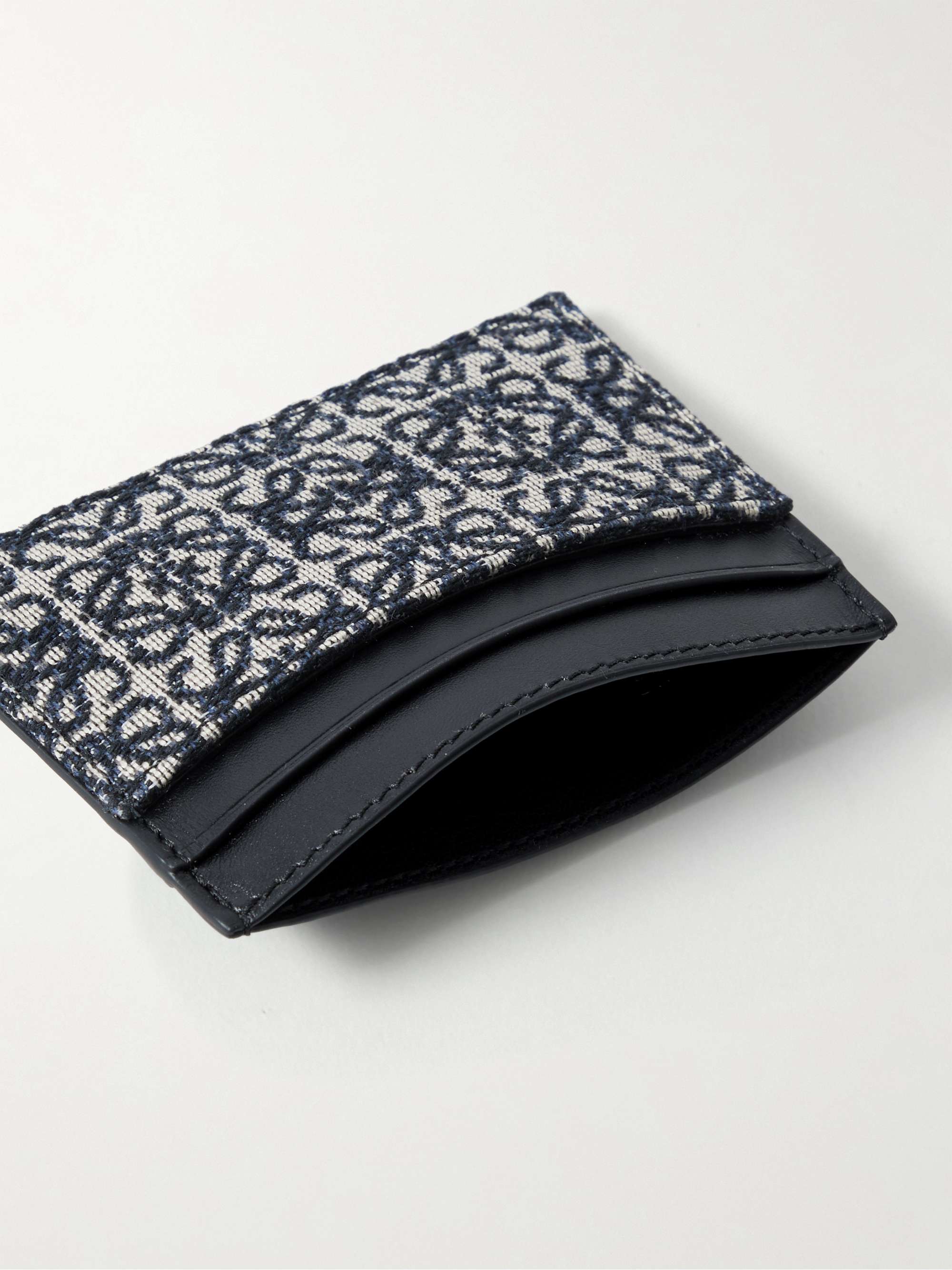 LOEWE Anagram Leather and Canvas-Jacquard Cardholder