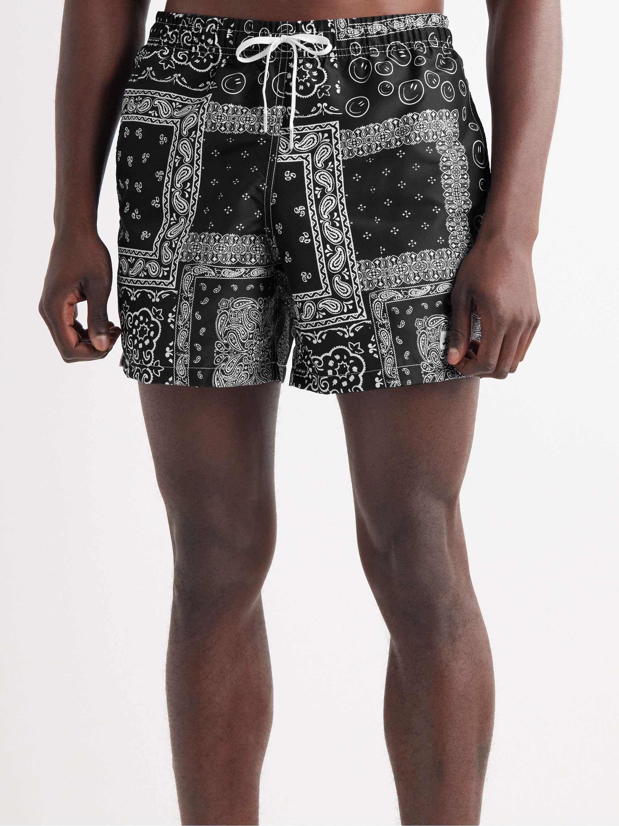 BATHER Straight-Leg Mid-Length Bandana-Print Recycled Swim Shorts