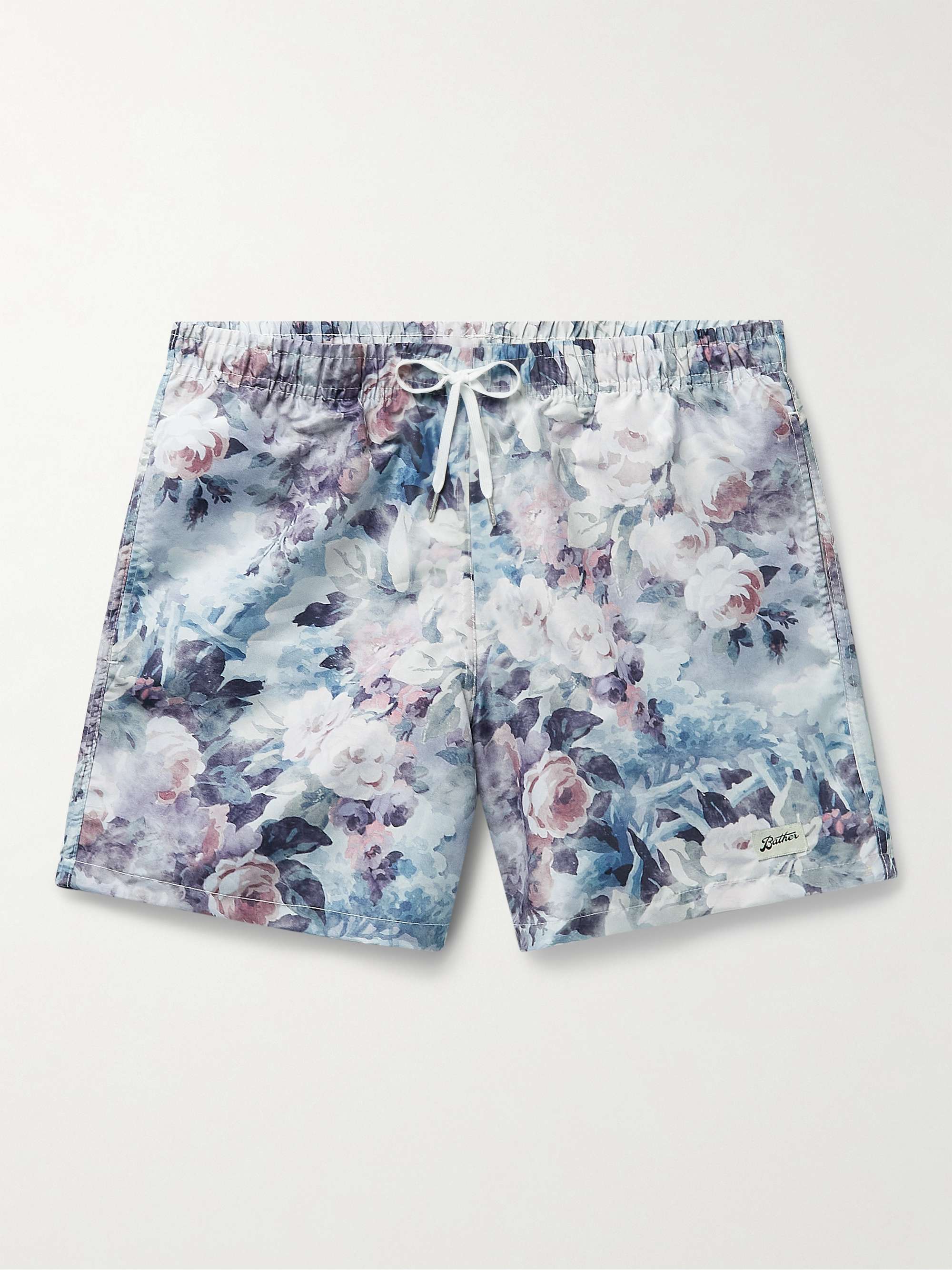 BATHER Rose Garden Straight-Leg Short-Length Printed Recycled Swim Shorts