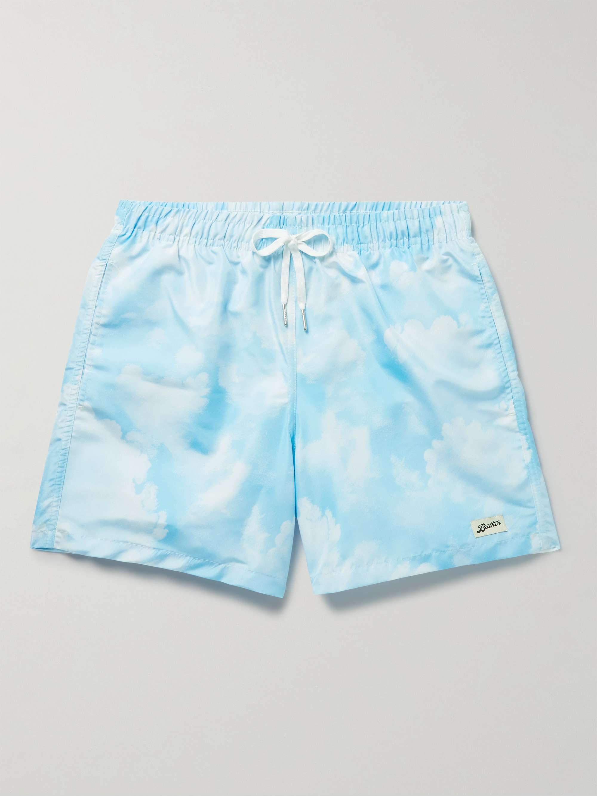 BATHER Straight-Leg Mid-Length Printed Recycled Swim Shorts