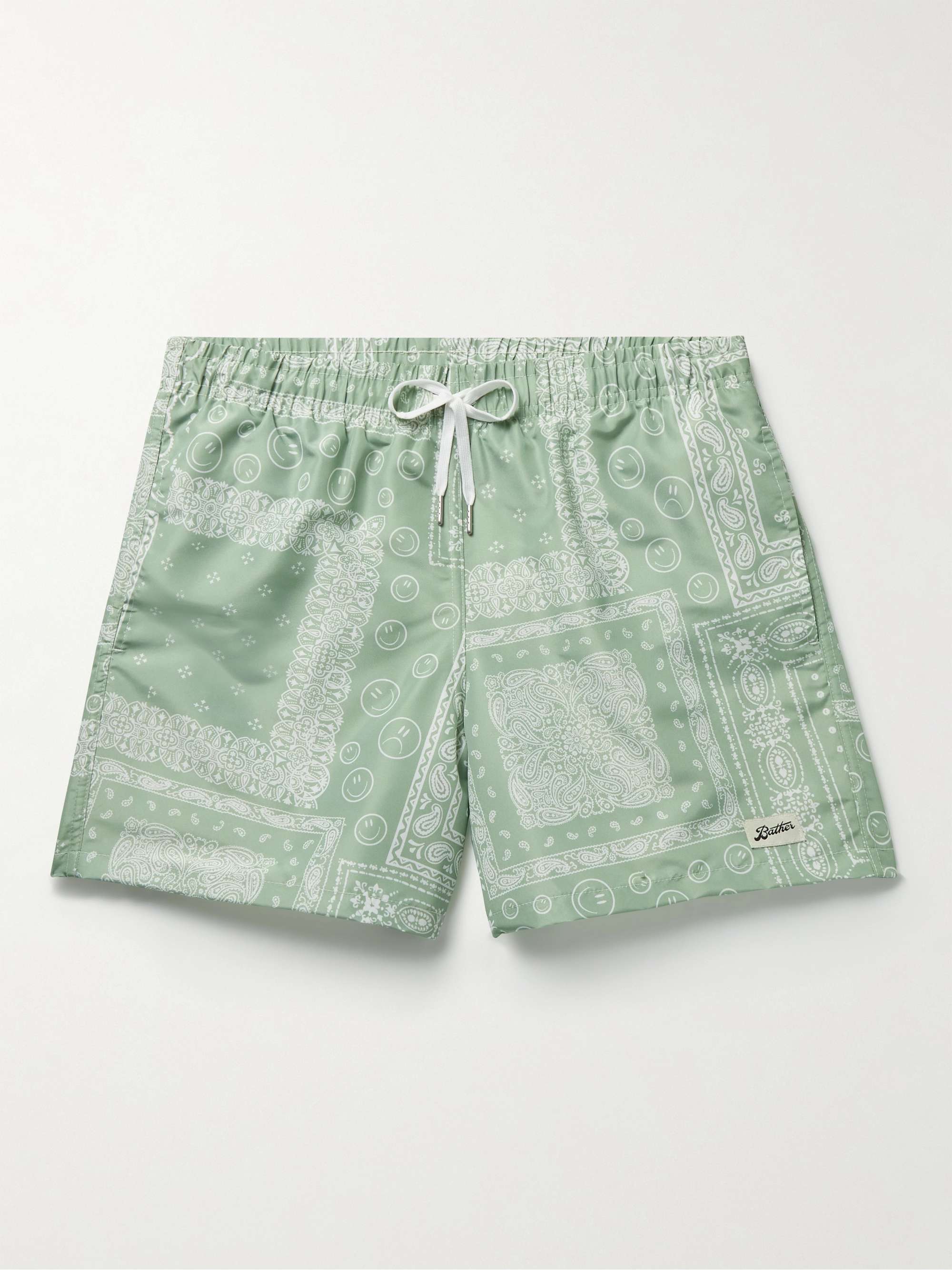 BATHER Straight-Leg Mid-Length Bandana-Print Recycled Swim Shorts