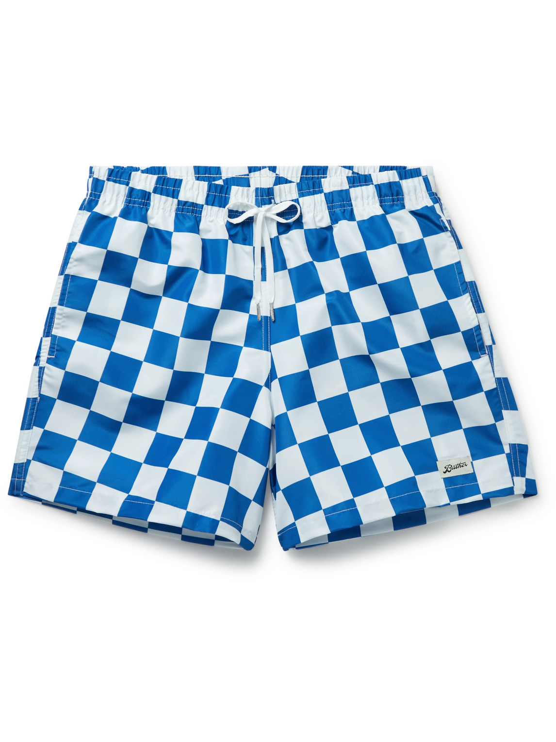 Bather Straight-Leg Mid-Length Checked Recycled Swim Shorts