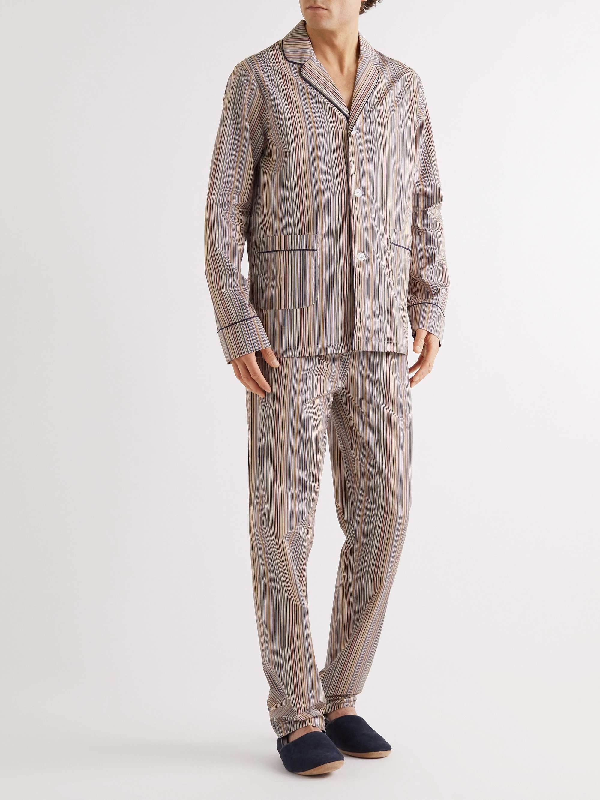 PAUL SMITH Striped Cotton-Poplin Pyjama Set