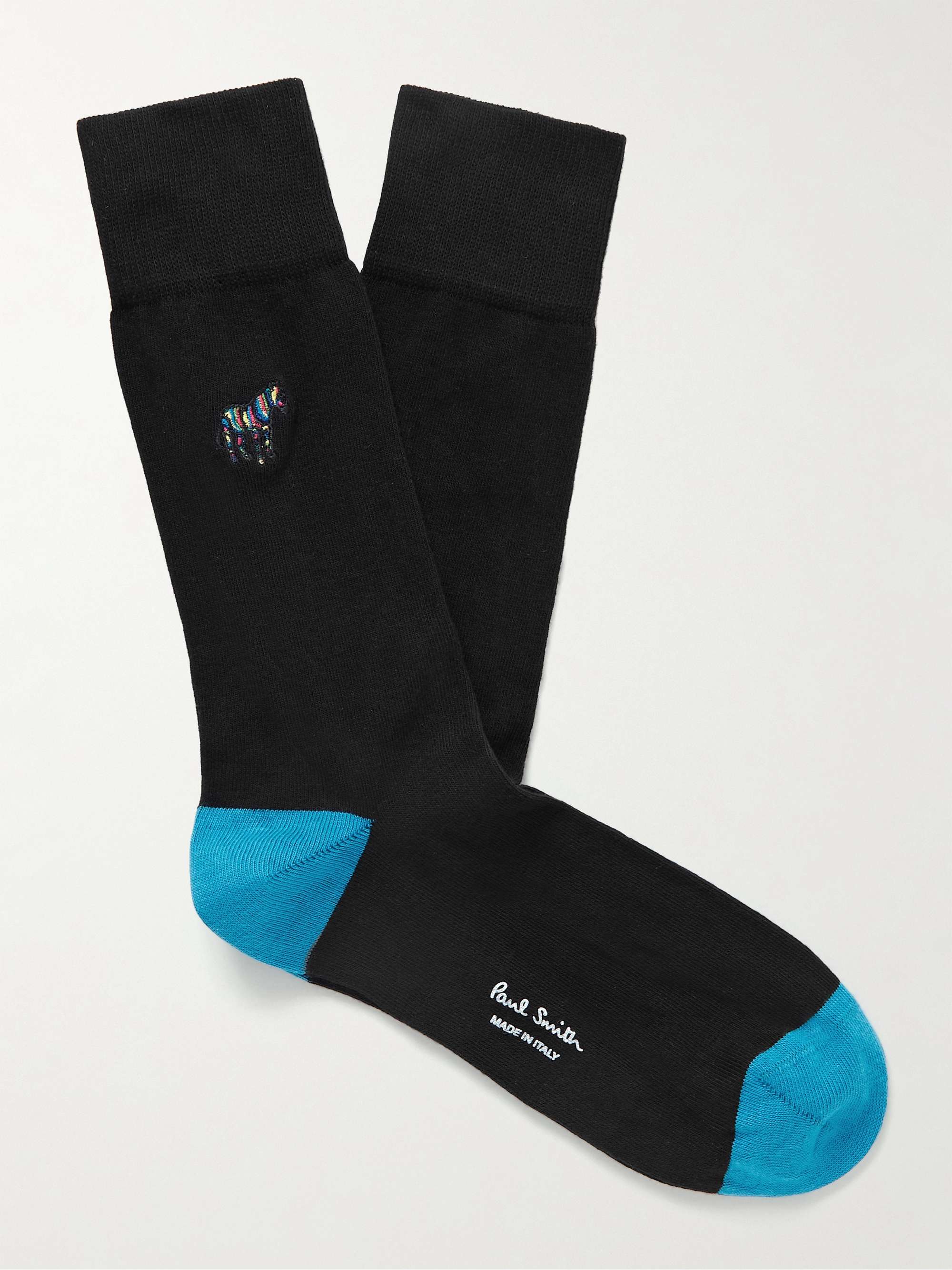 PAUL SMITH Embroidered Cotton-Blend Socks
