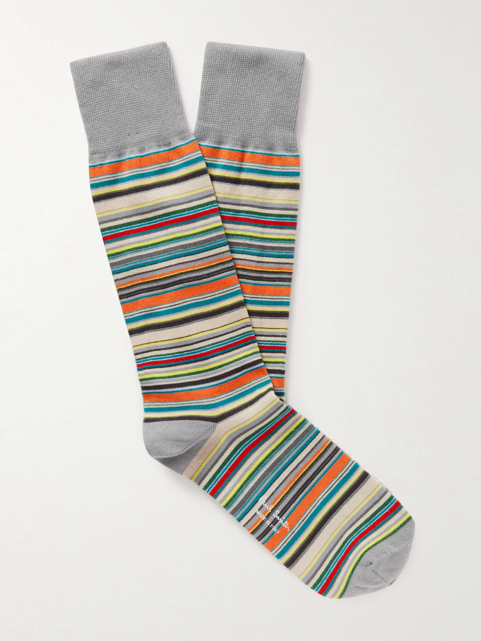 PAUL SMITH Striped Ribbed Cotton-Blend Socks