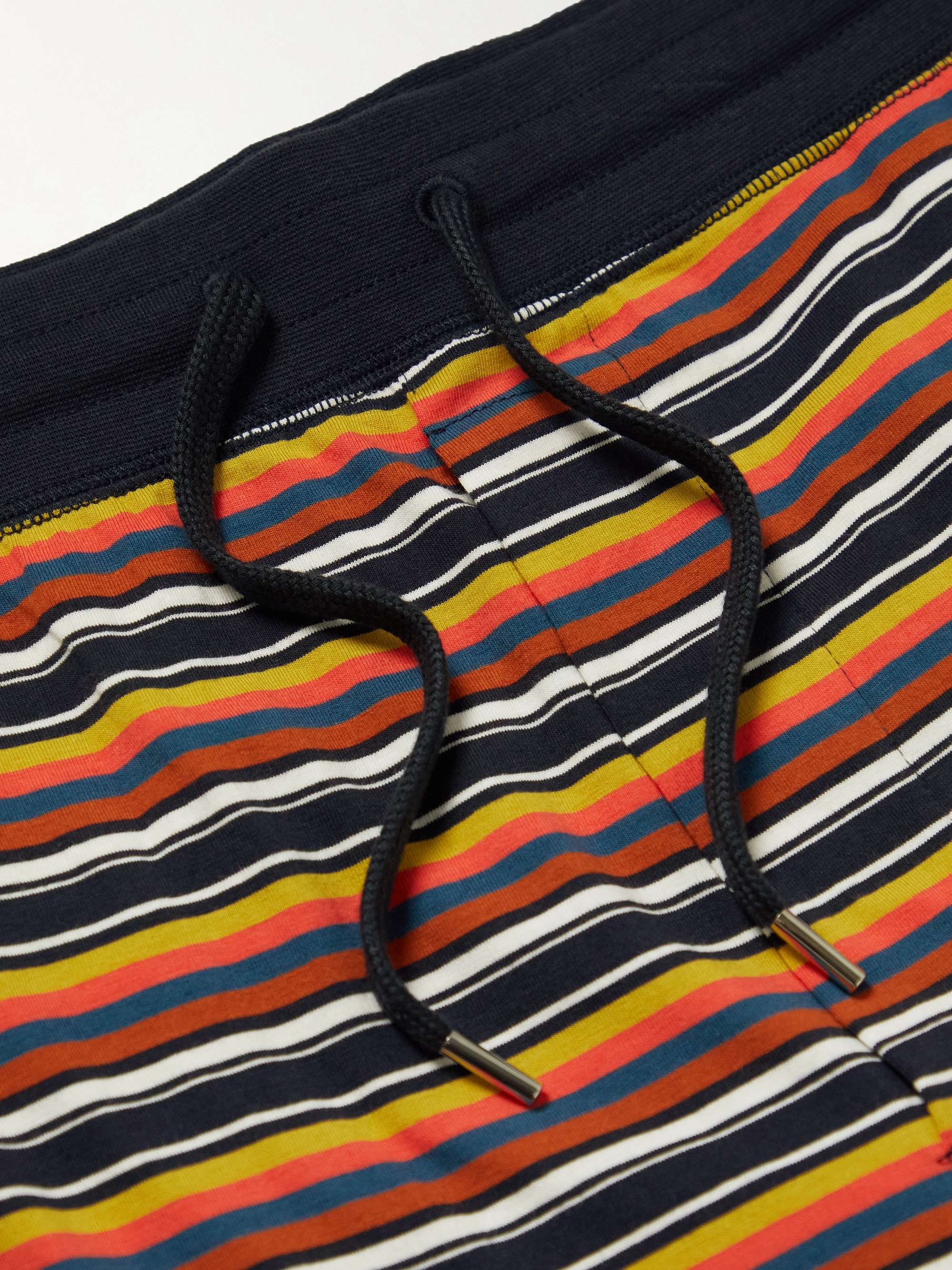 PAUL SMITH Logo-Embroidered Striped Stretch-Cotton Jersey Drawstring Shorts