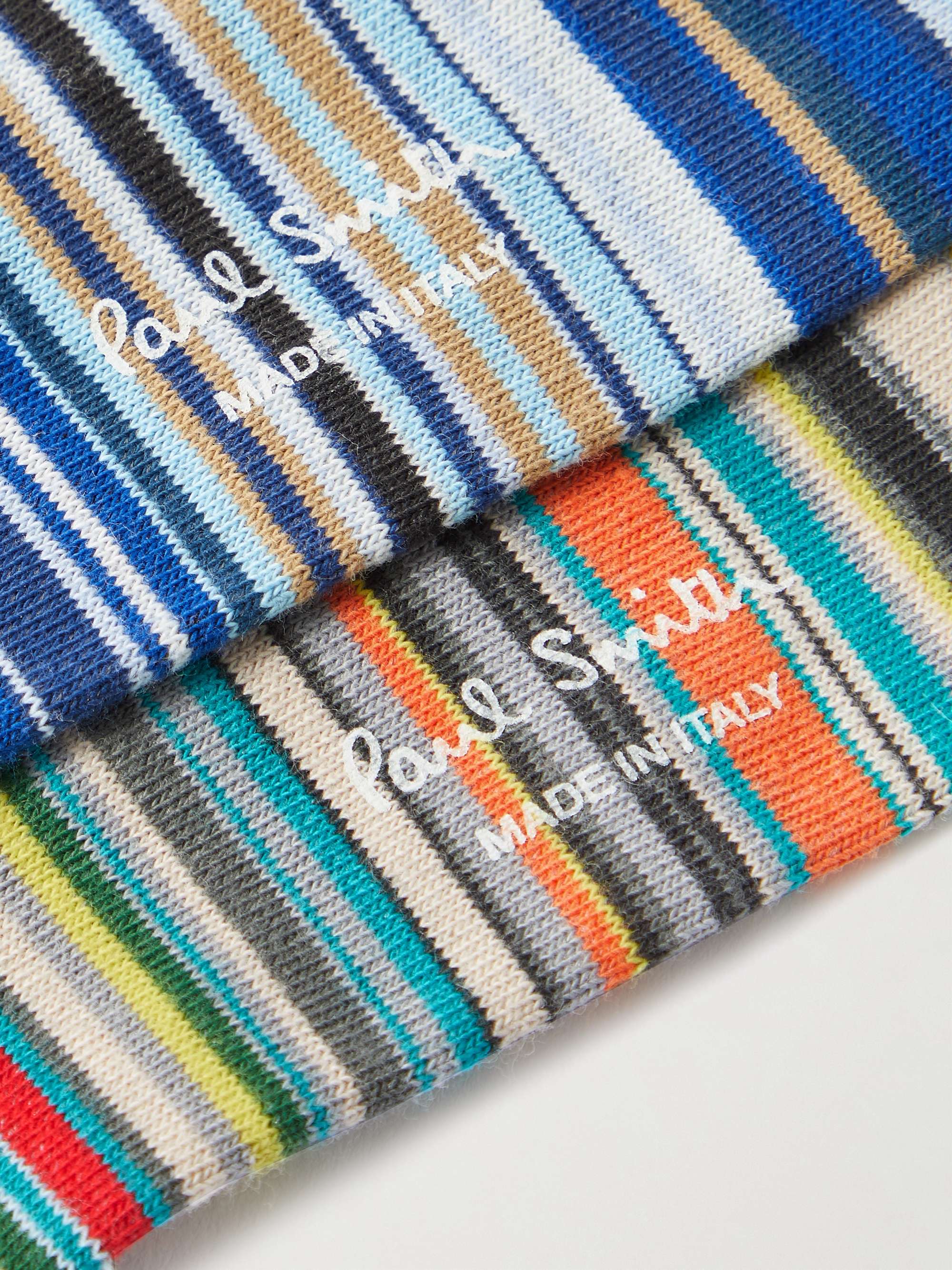 PAUL SMITH Two-Pack Striped Cotton-Blend Socks