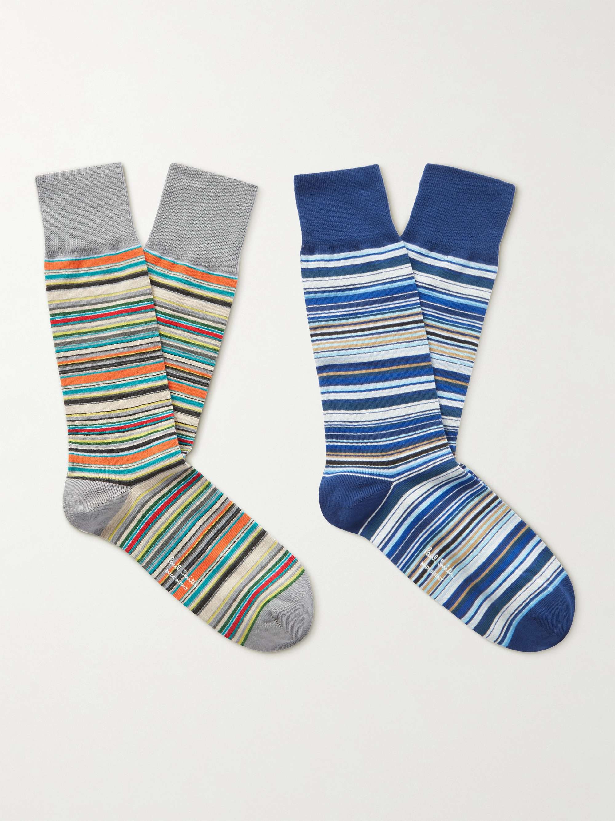 PAUL SMITH Two-Pack Striped Cotton-Blend Socks