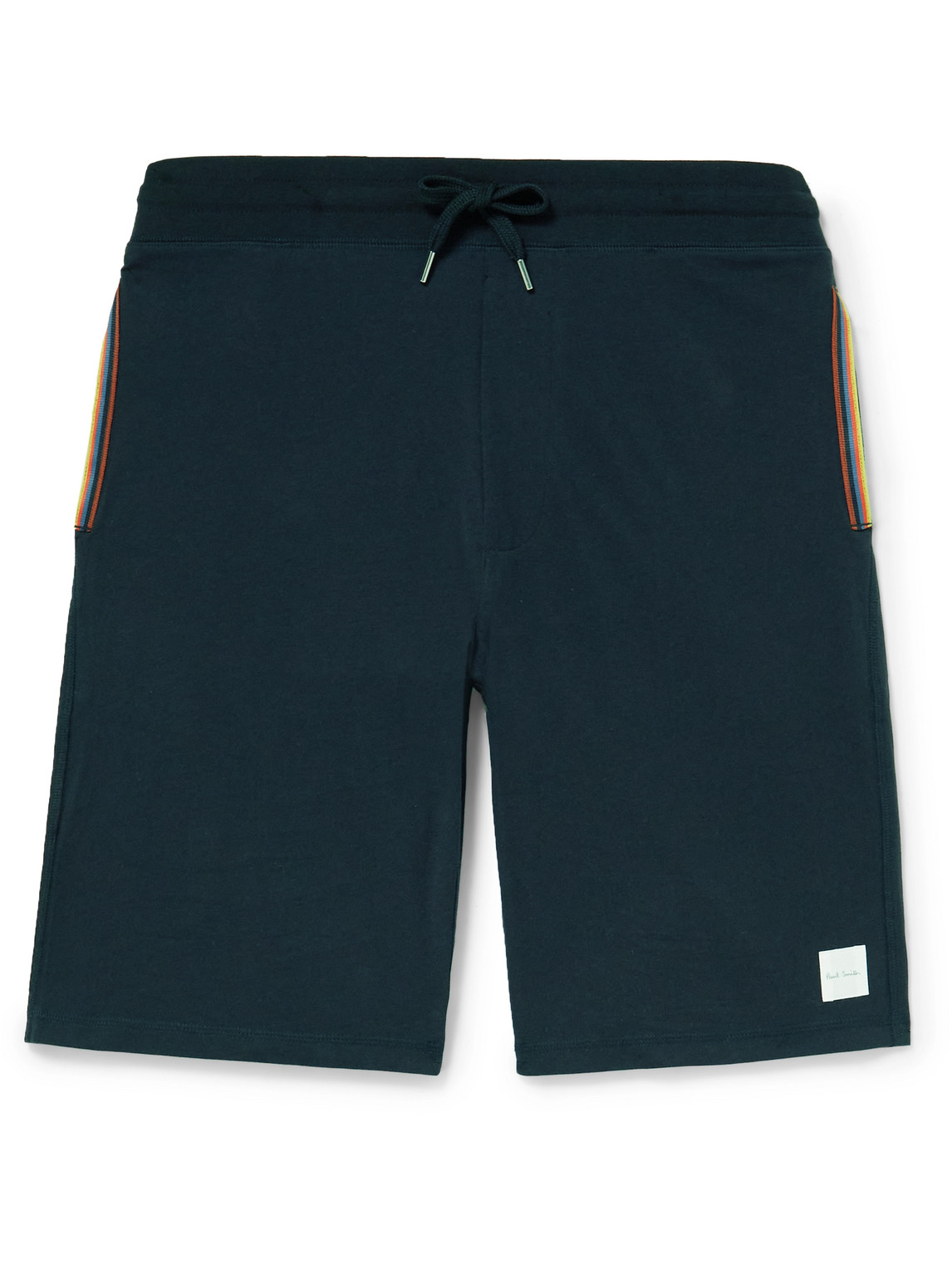 Paul Smith Logo-embroidered Cotton-jersey Drawstring Shorts In Blue