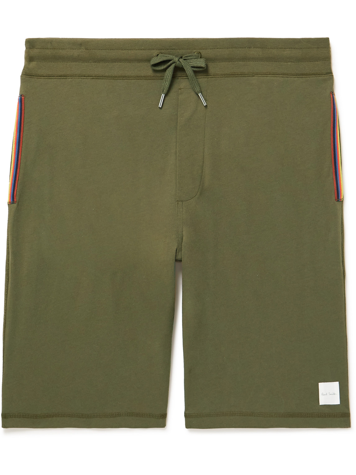 Paul Smith Straight-leg Cotton-jersey Drawstring Shorts In Green