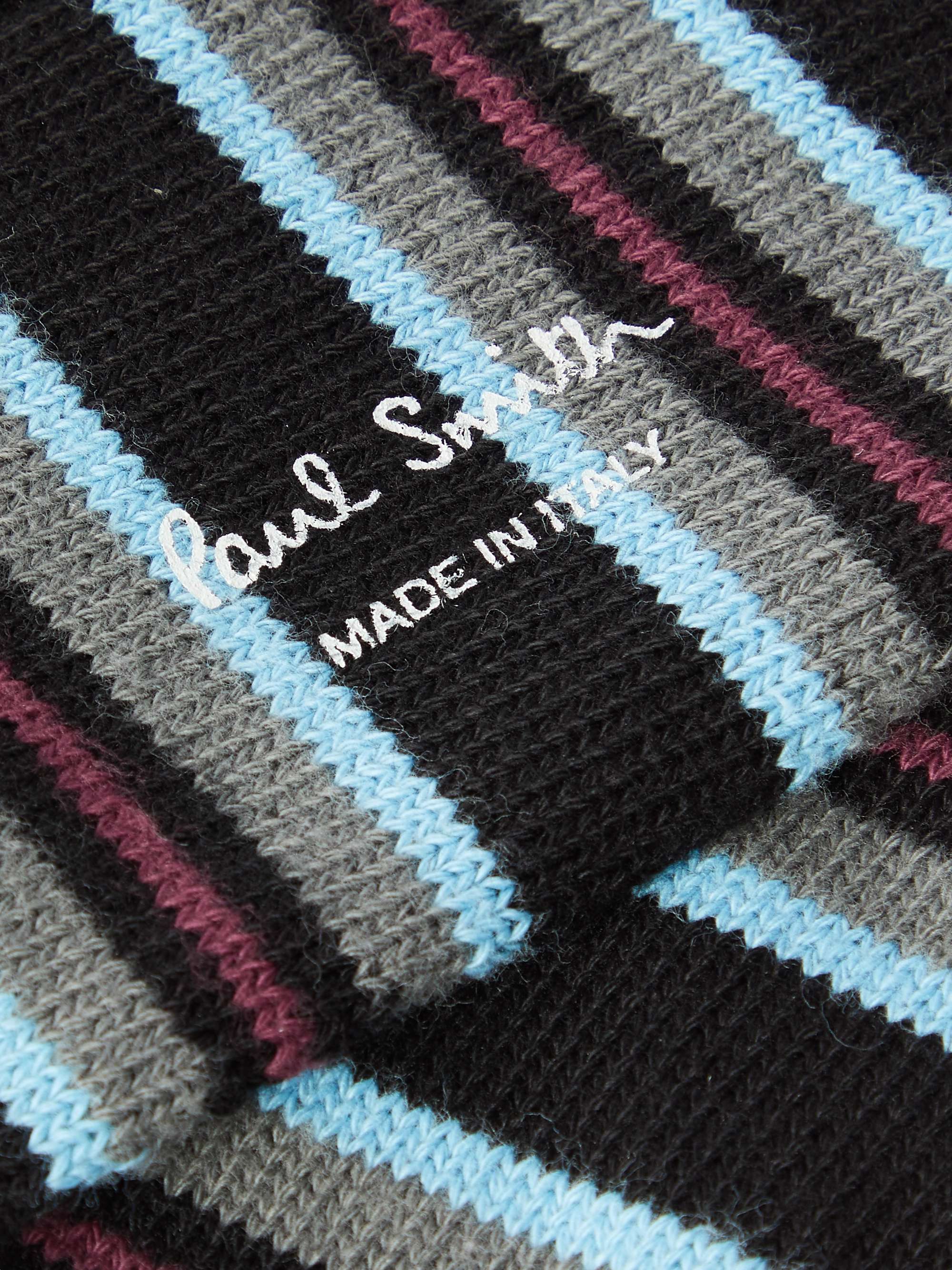 PAUL SMITH Winfred Striped Ribbed Cotton-Blend Socks