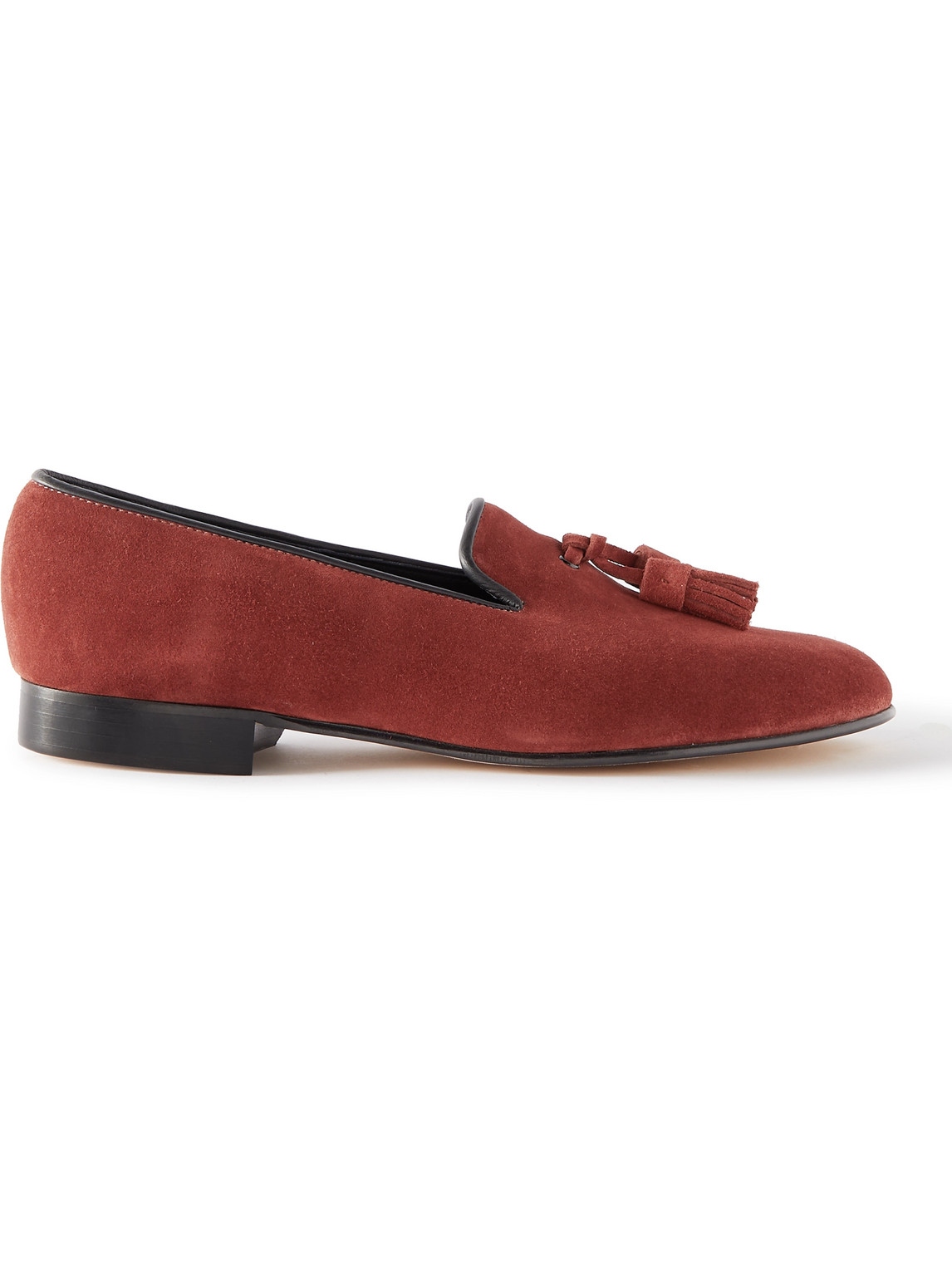 George Cleverley Eton Suede Tasseled Loafers In Red