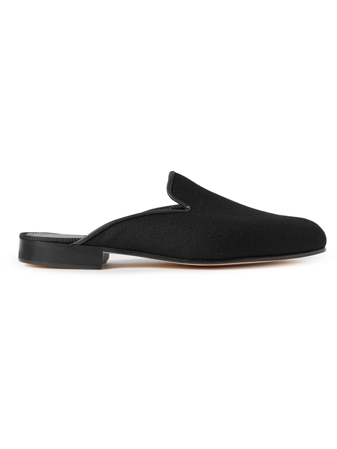 George Cleverley Leather-trimmed Cashmere Backless Loafers In Black