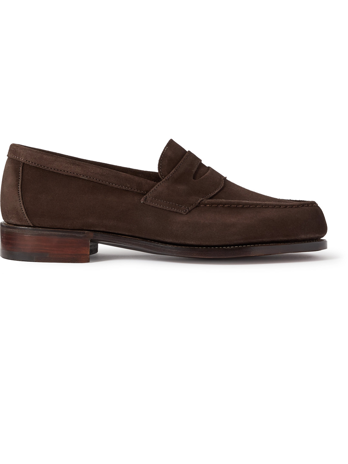 George Cleverley Cannes Suede Penny Loafers In Brown
