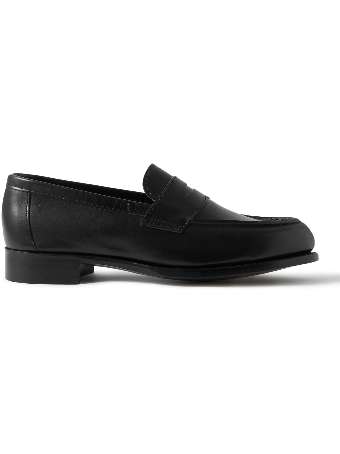 George Cleverley Cannes Leather Penny Loafers In Black