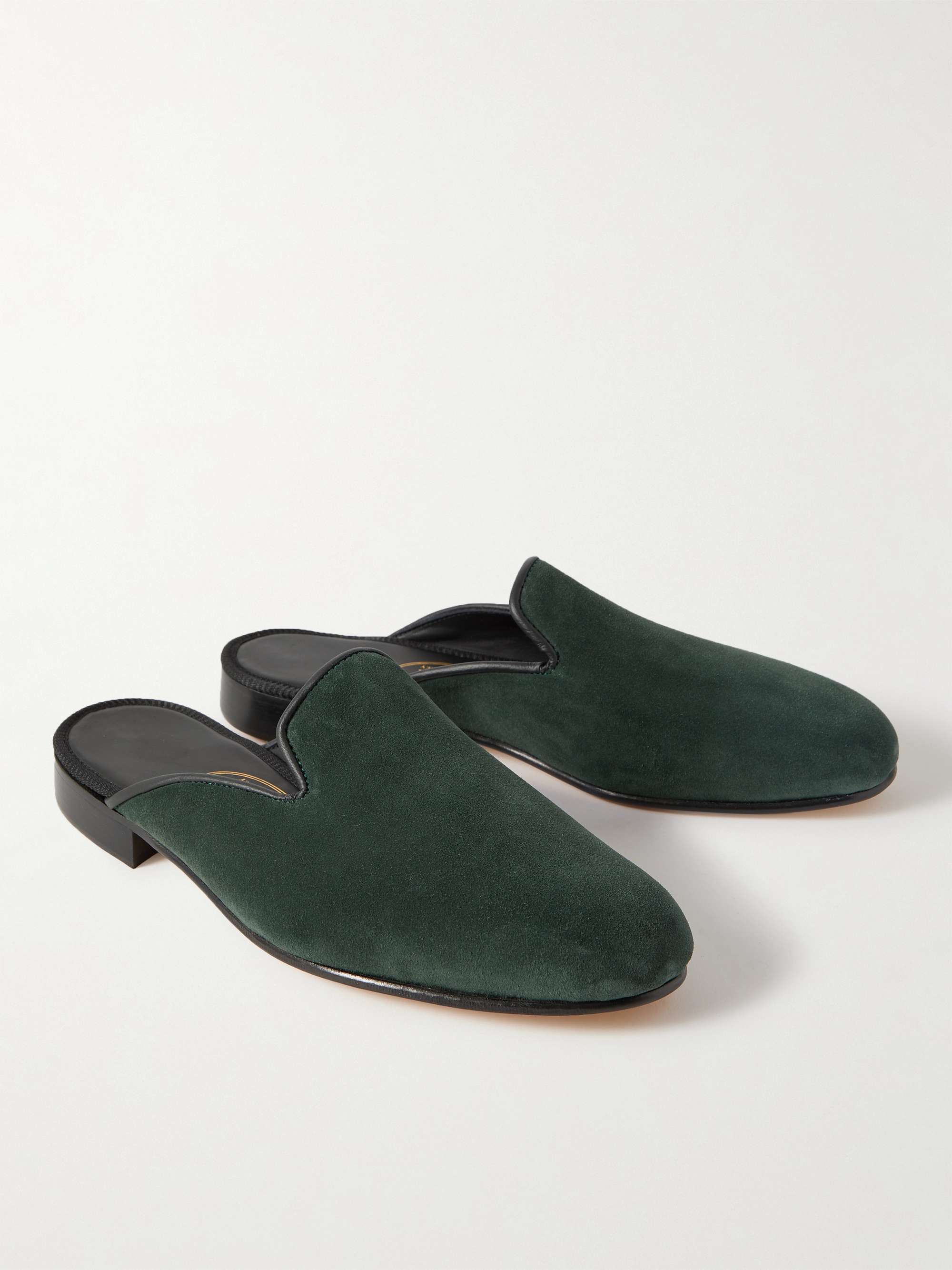 GEORGE CLEVERLEY Leather-Trimmed Suede Backless Loafers