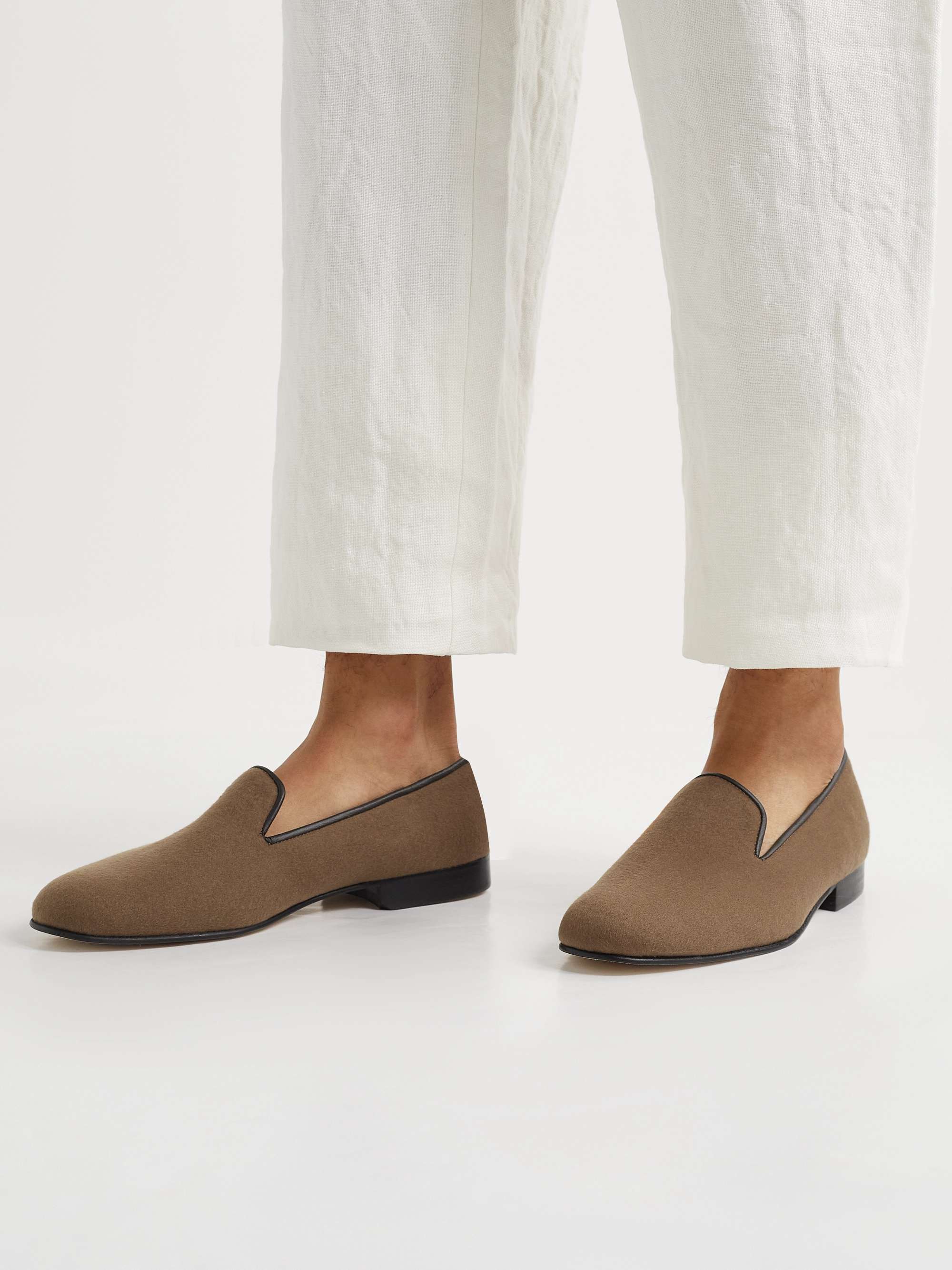 GEORGE CLEVERLEY Albert Leather-Trimmed Cashmere Loafers