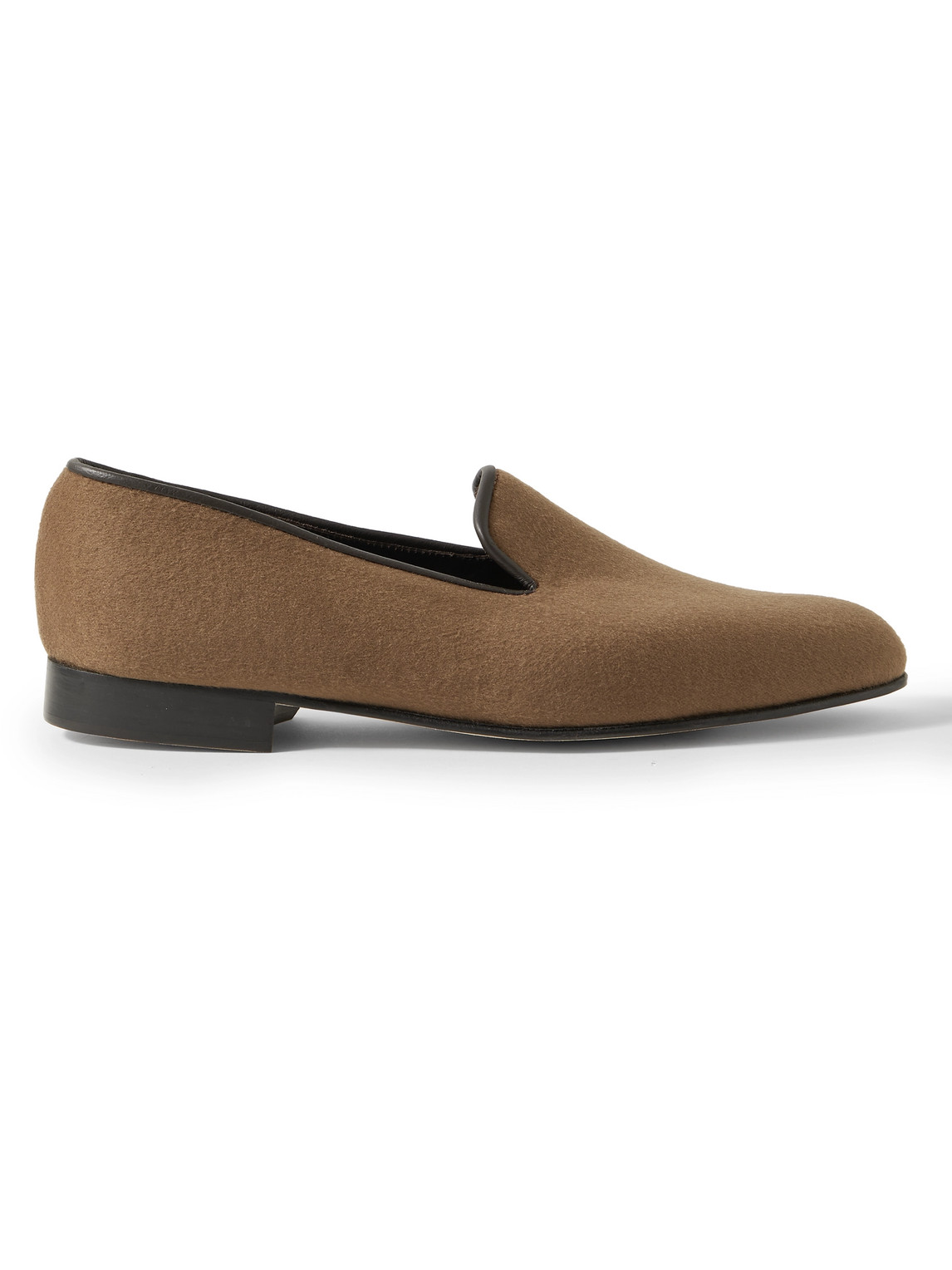 George Cleverley Albert Leather-trimmed Cashmere Loafers In Brown