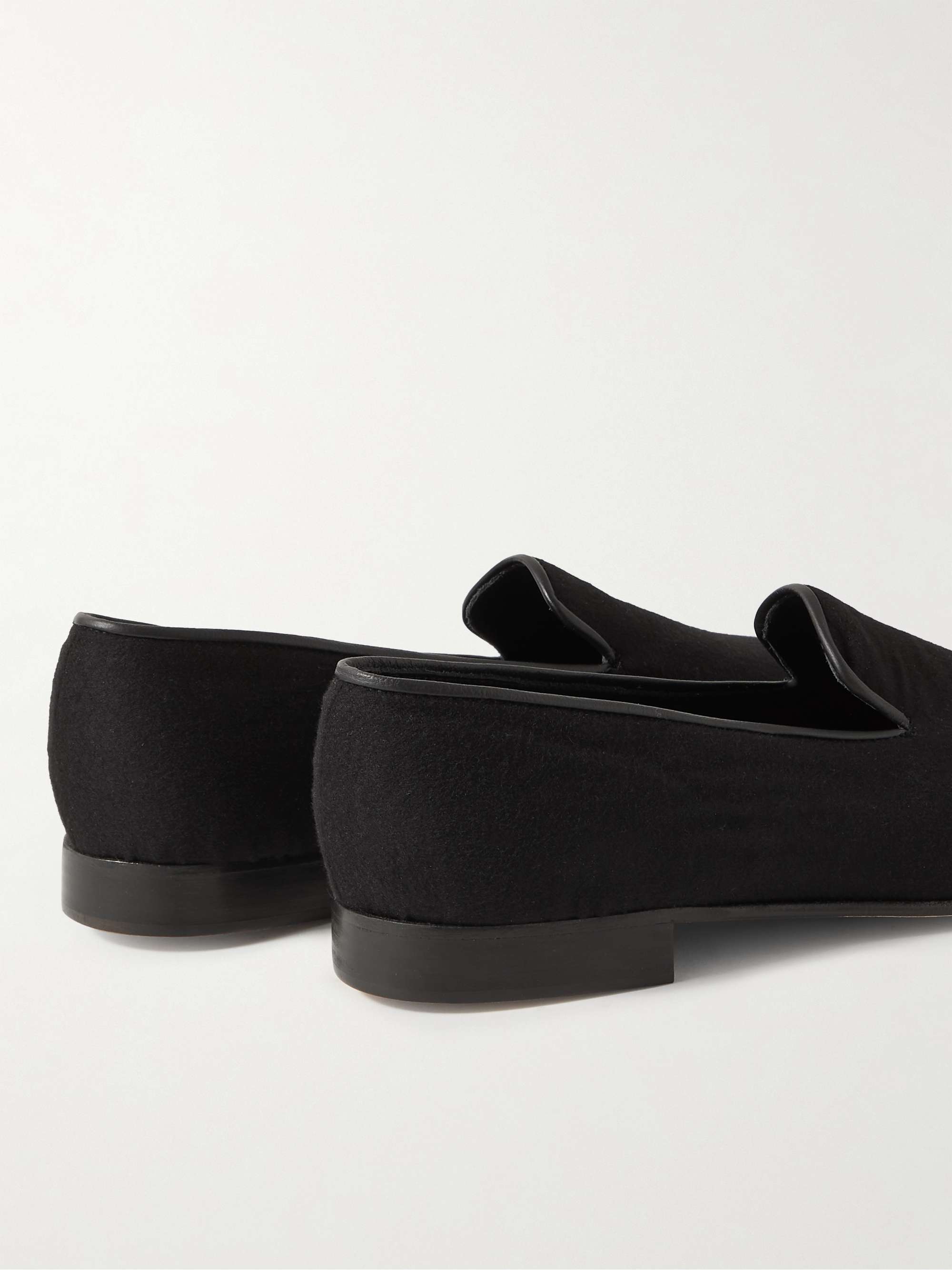 GEORGE CLEVERLEY Albert Leather-Trimmed Cashmere Loafers