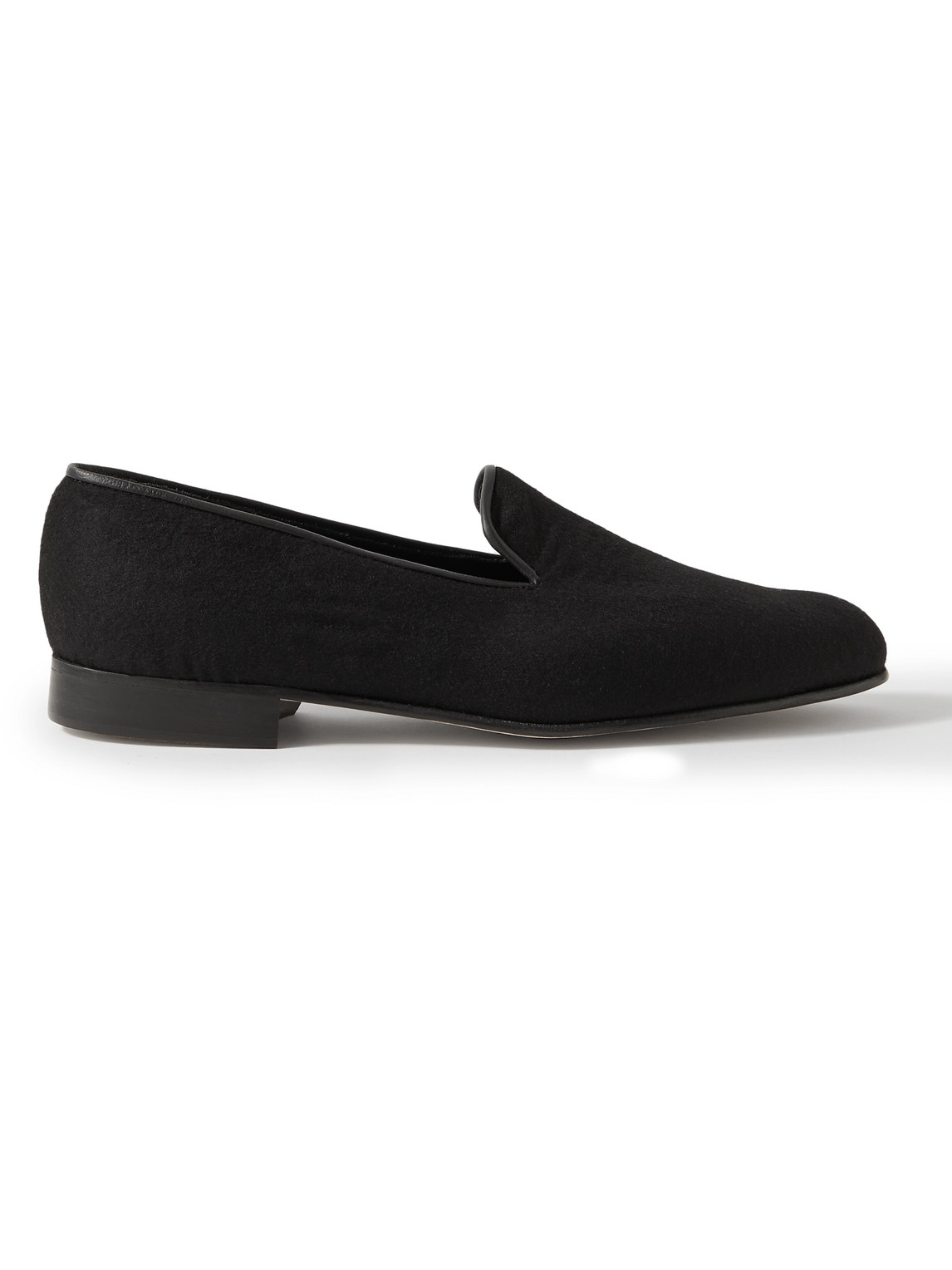 George Cleverley Albert Leather-trimmed Cashmere Loafers In Black
