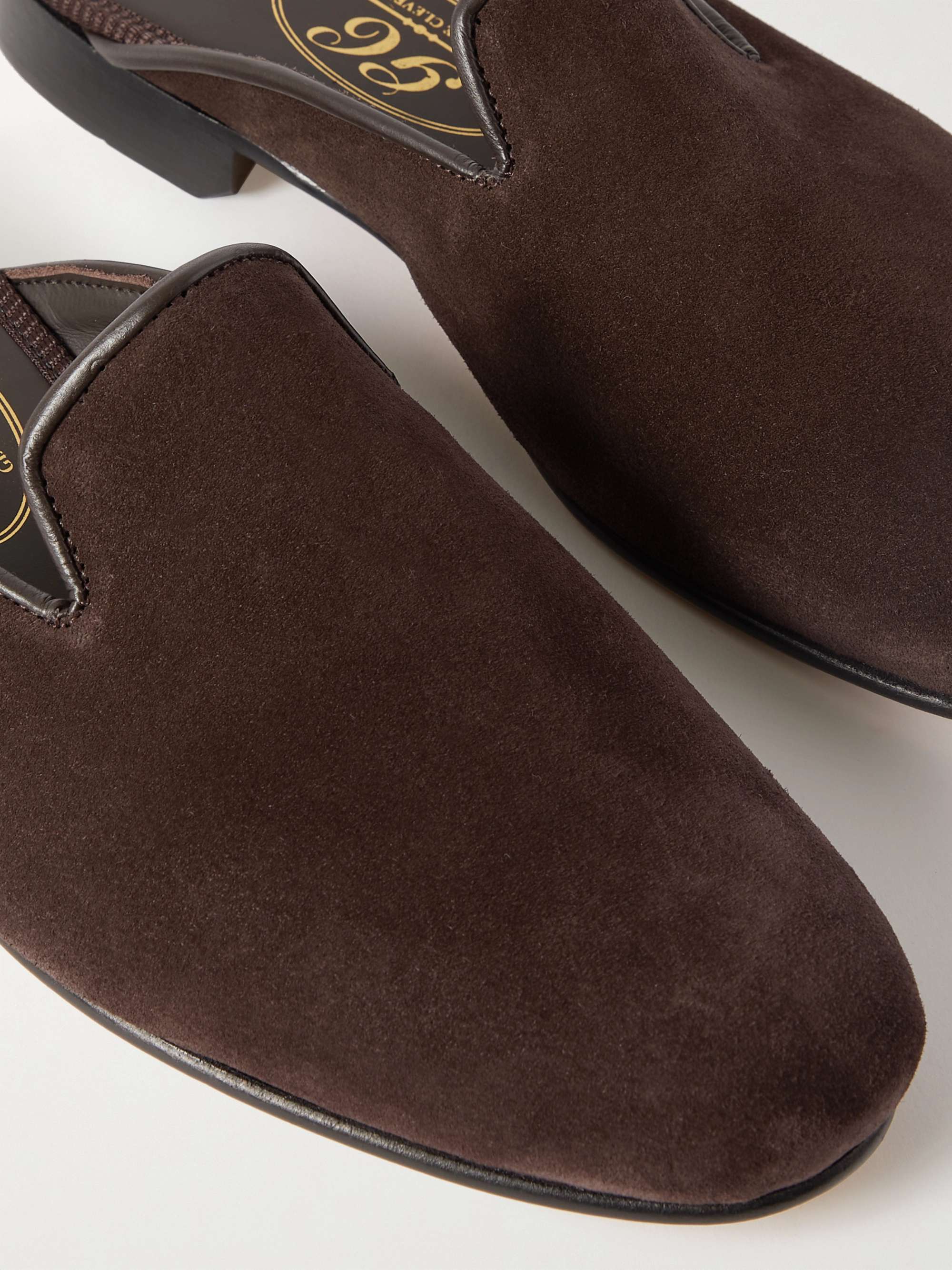 GEORGE CLEVERLEY Leather-Trimmed Suede Backless Loafers