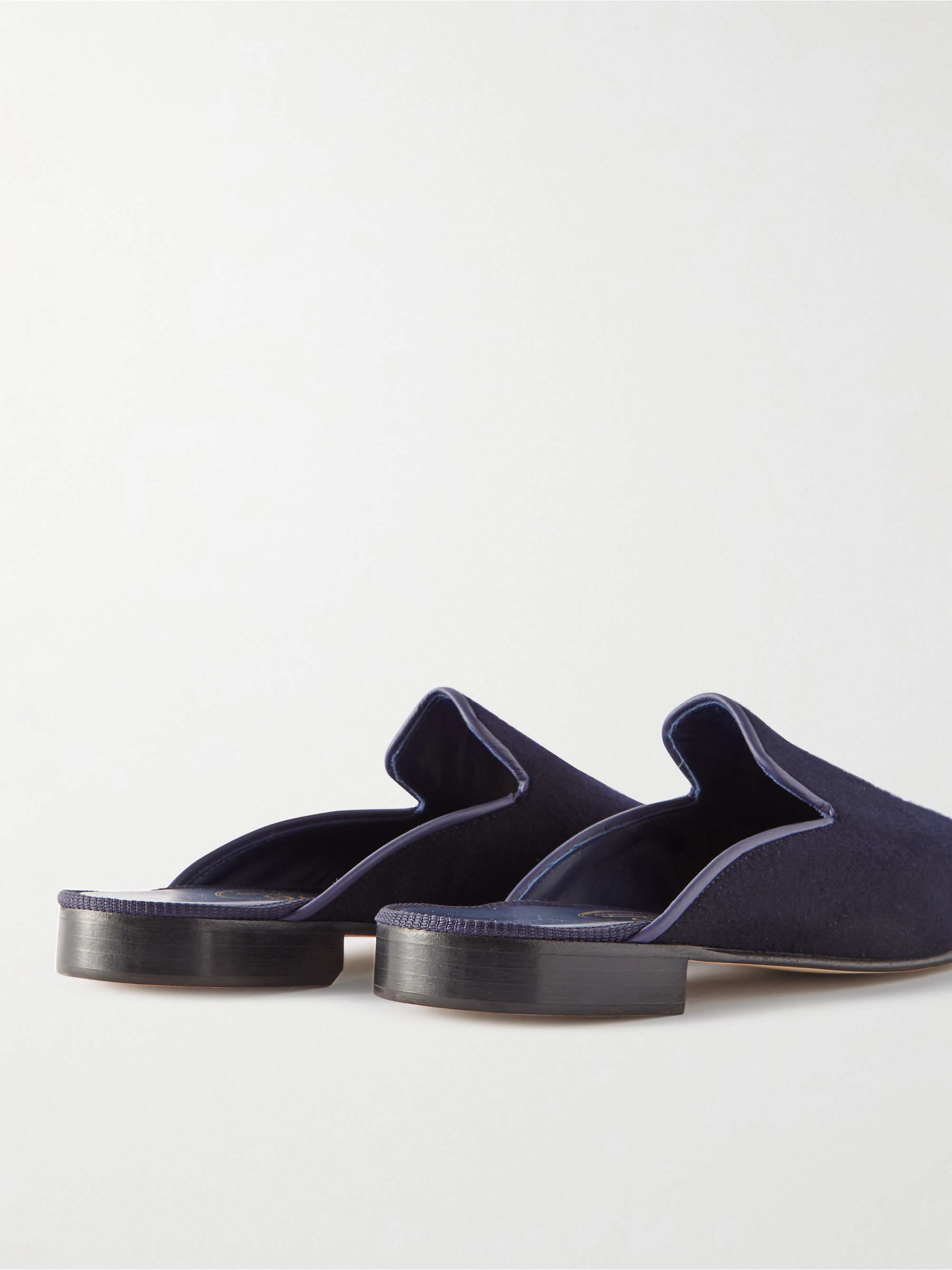 GEORGE CLEVERLEY Leather-Trimmed Cashmere Backless Loafers
