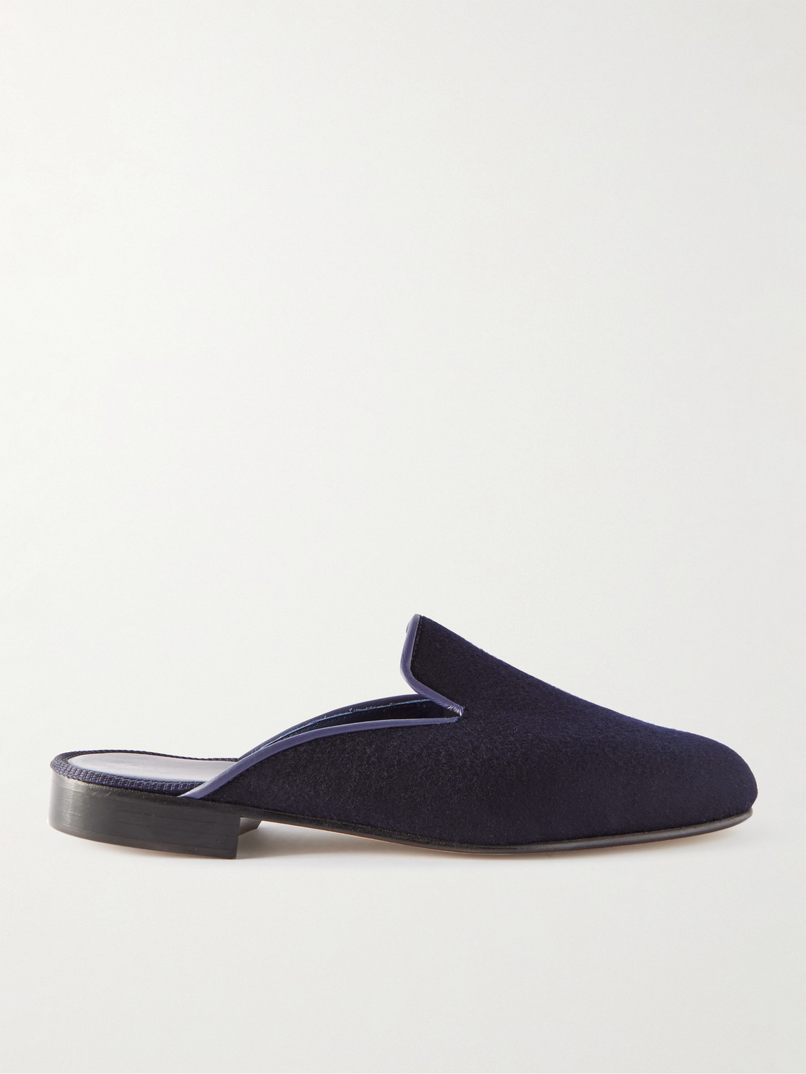George Cleverley Leather-trimmed Cashmere Backless Loafers In Blue