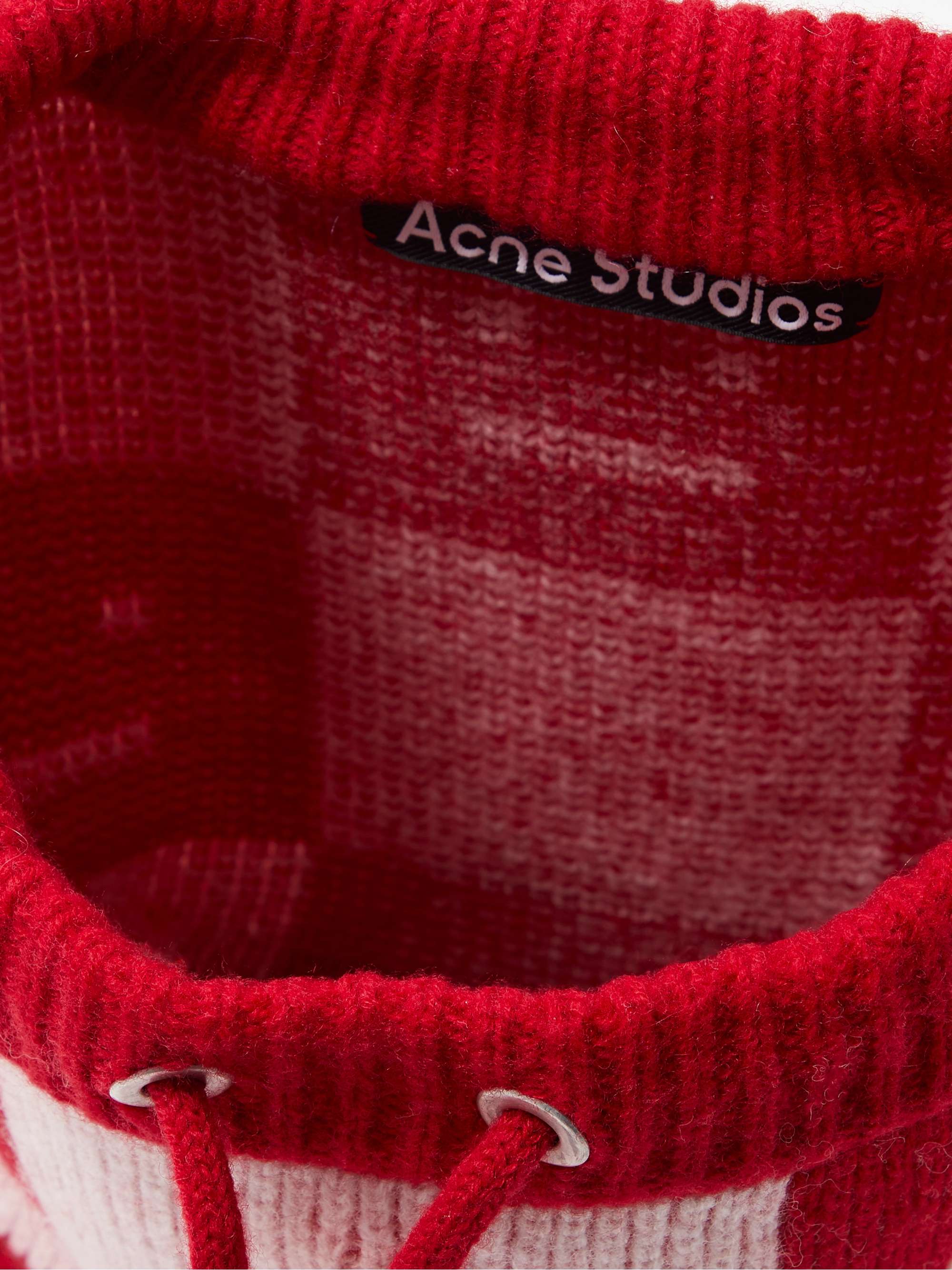 ACNE STUDIOS Face Kaba Checked Wool-Jacquard Backpack